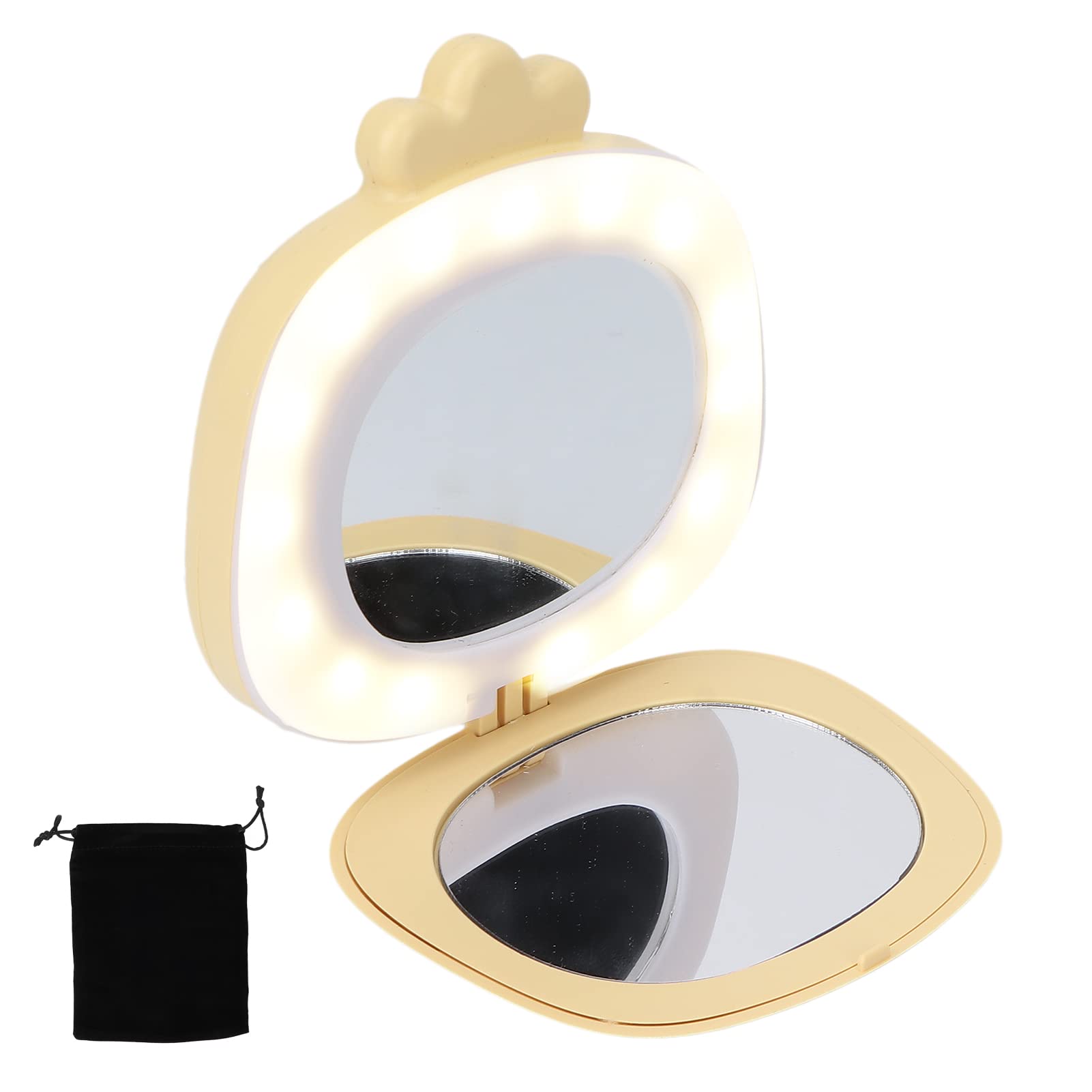 Jopwkuin Cute Cartoon Hand Warmer with Mirror - Portable Rechargeable Heating Pad for Women, Home, Travel & Outdoor Activities (Yellow Chicken Design) - Perfect for Winter, Camping, Commuting & Gifts