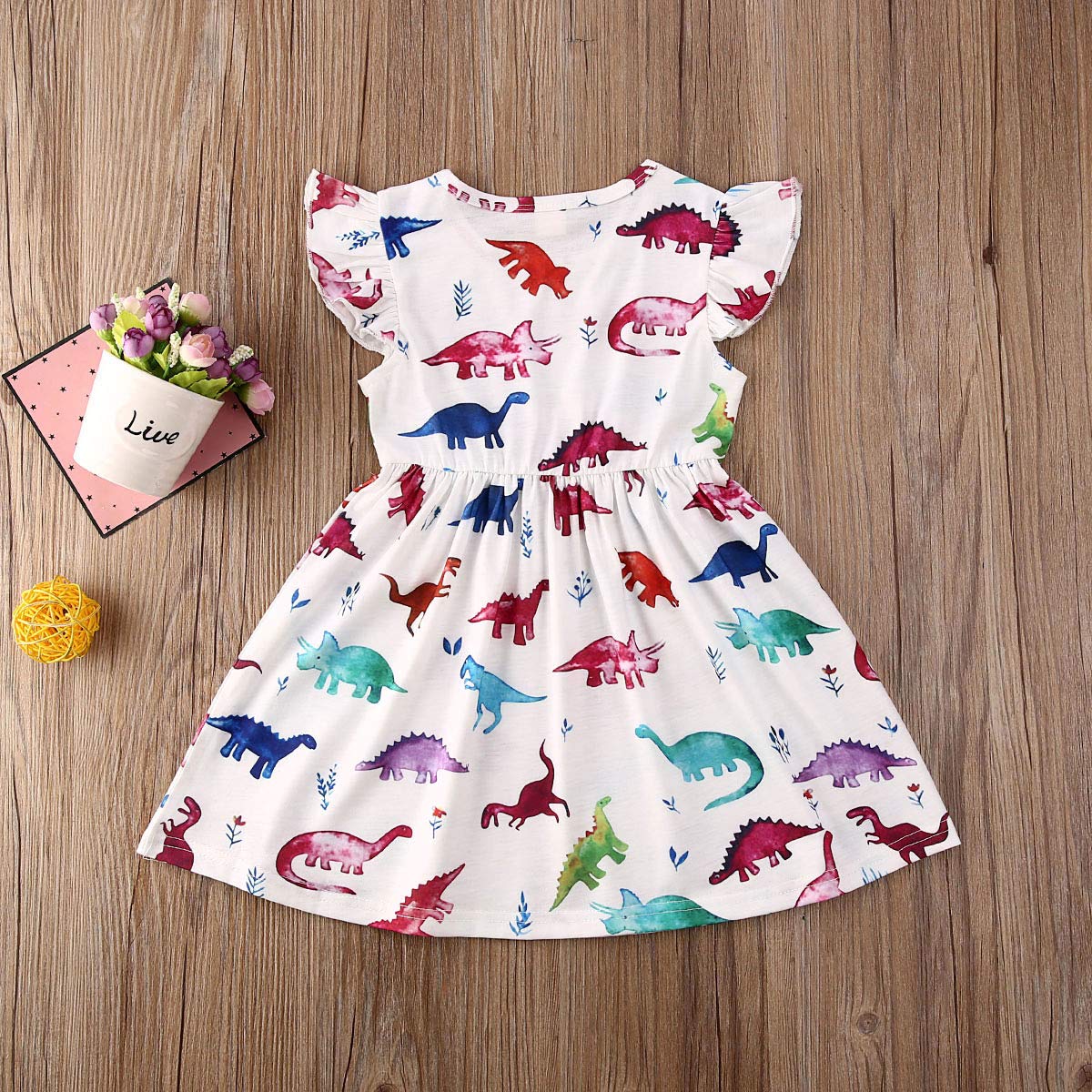 Rainbow Striped Ruffle Sleeve A-Line Sundress for Toddler Girls | Casual Summer Dress for Outdoor Play, Beach & Birthday Parties