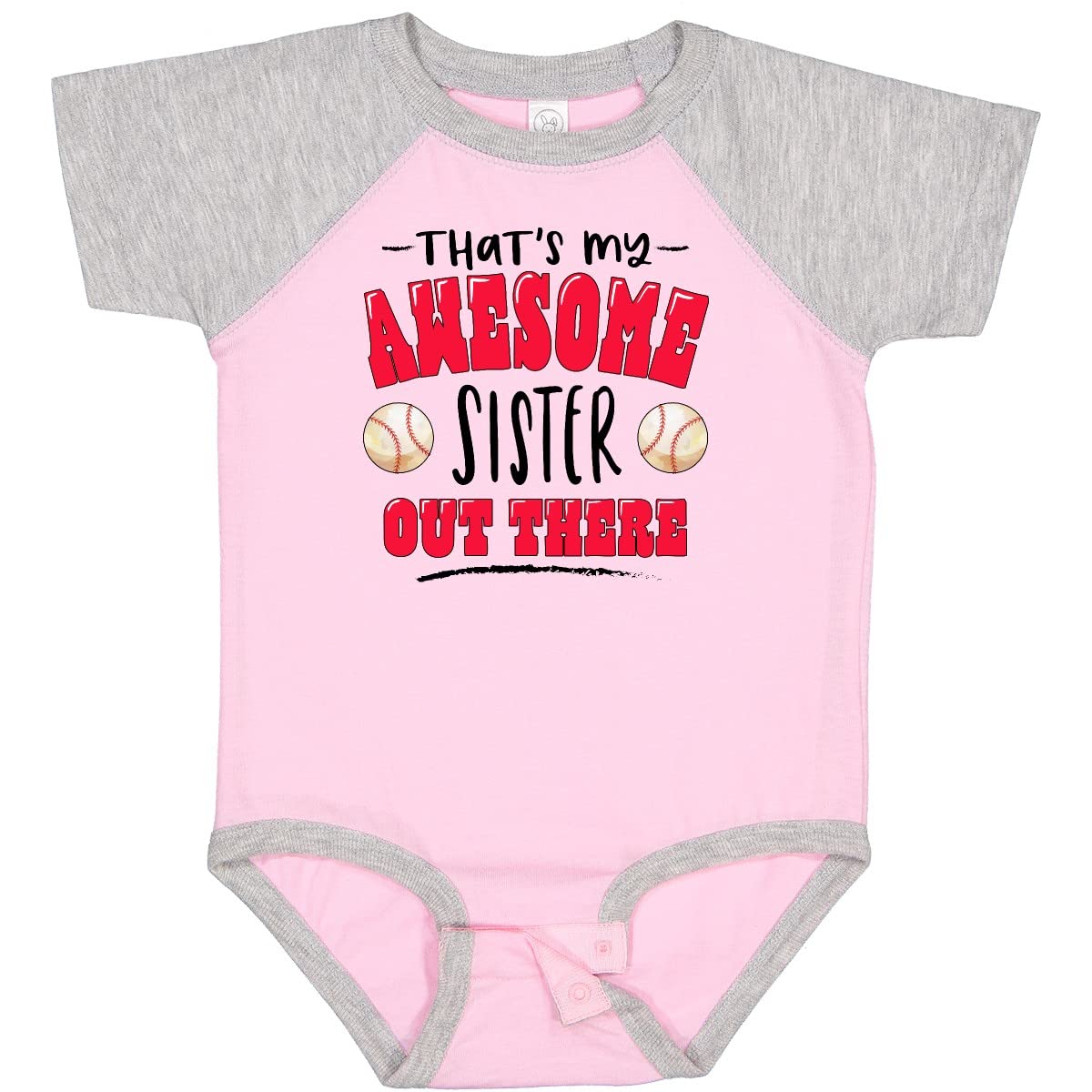 Inktastic 'That's My Awesome Sister' Baseball Baby Bodysuit - Soft Cotton Onesie for Siblings, Baseball Lovers & Cute Baby Outfits