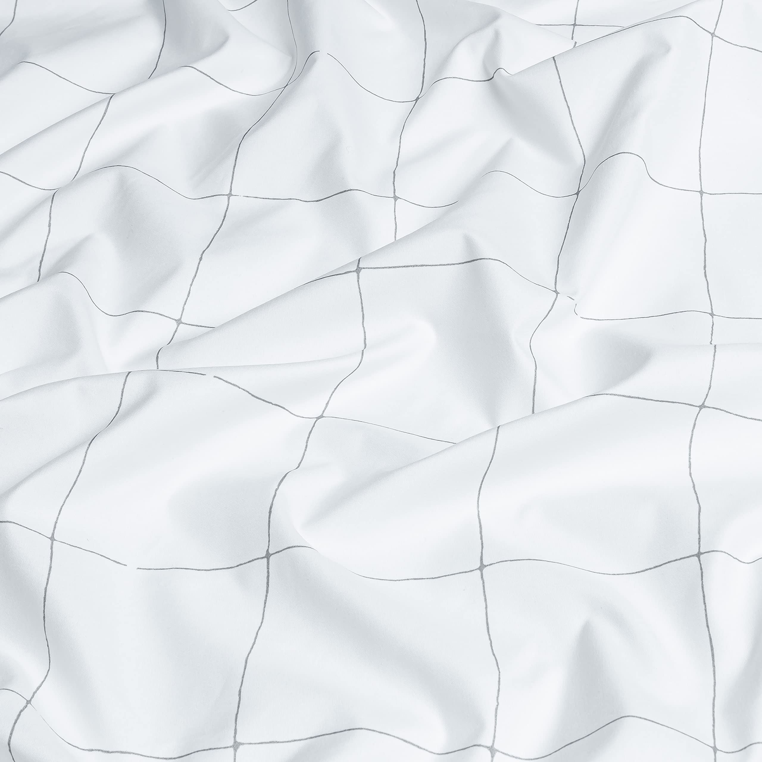Chanasya Premium Printed Queen Bed Sheet Set 4-Piece - Soft Hand Drawn Plaid Pattern Microfiber Sheets - 1 Flat Sheet, 1 Fitted Sheet, 2 Pillowcases - Wrinkle & Fade Resistant - White - Queen Size for Cozy Bedroom Decor & Comfortable Sleep
