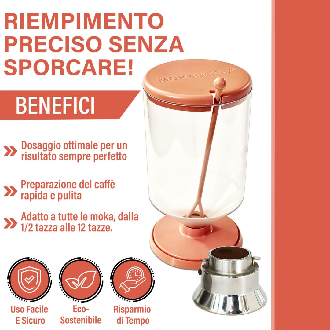MOKADOSO Coffee Dosing Spoon for Moka Pot – Precise Measuring Scoop for 1/2 to 12 Cup Stovetop Espresso Makers, Perfect for Ground Coffee (Antique Rose) – Ideal for Home Baristas & Italian Coffee Lovers
