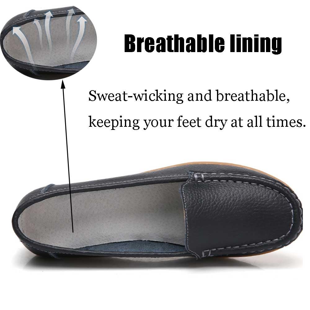 Comfortable Women's Nursing Shoes - Slip On Leather Loafers for Nurses & Restaurant Workers | Lightweight Walking Shoes for Healthcare Professionals & Service Industry