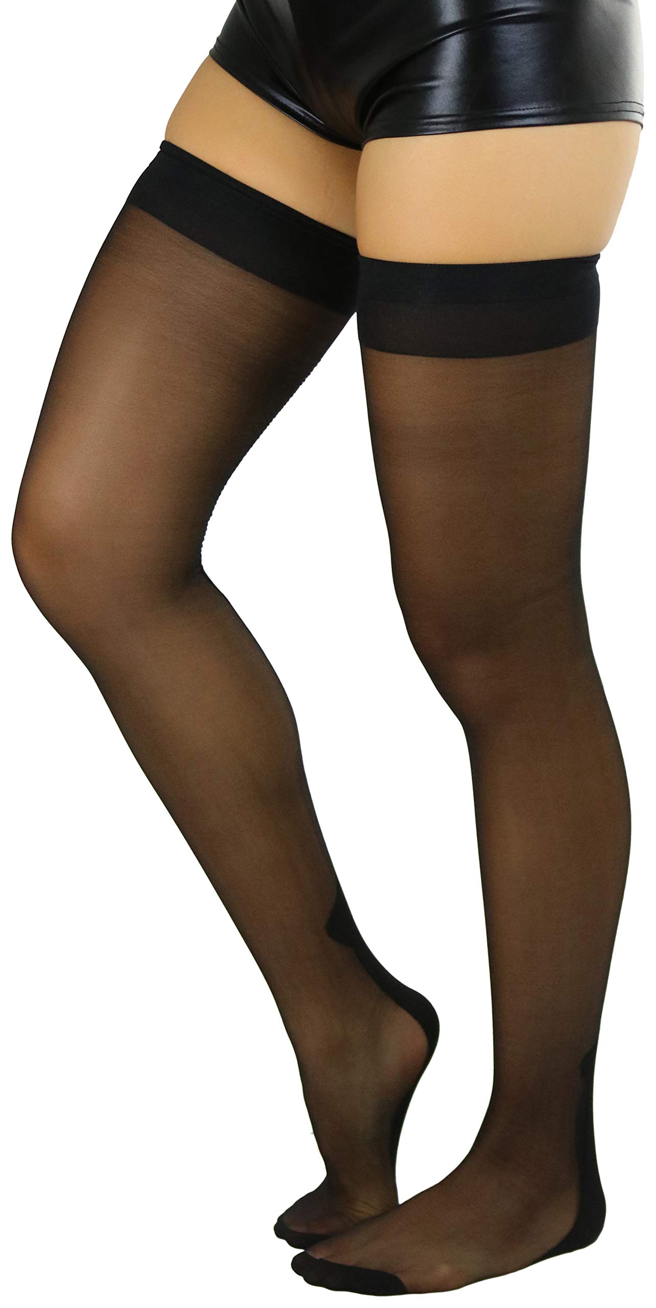 ToBeInStyle Nylon Two-Toned Cuban Heel Closed-Toe Stockings for Women - Vintage Style Hosiery for Evening Dresses, Date Nights & Special Occasions