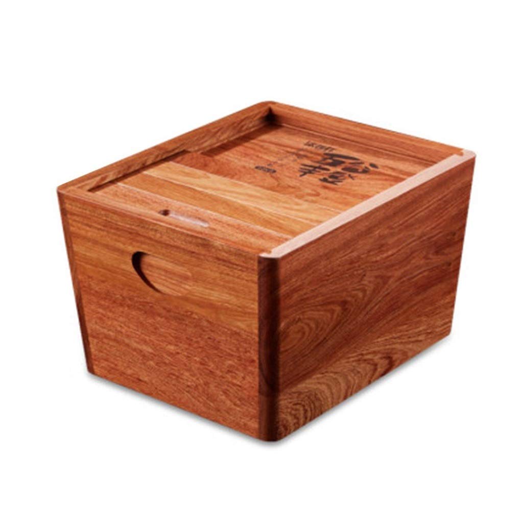 Premium Solid Wood Rice Storage Container with Airtight Lid - Moisture Proof Kitchen Grain Bin for Rice, Pasta & Dry Food (Brown, 41x36x21cm) - Ideal for Pantry, Kitchen & Bulk Food Organization