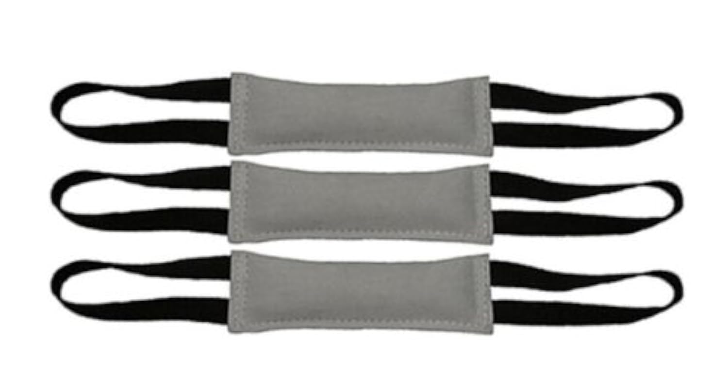 Premium Redline K9 Bundle - 3 Pack Durable Leather Bite Tug Toys for Dogs with Dual Handles (3