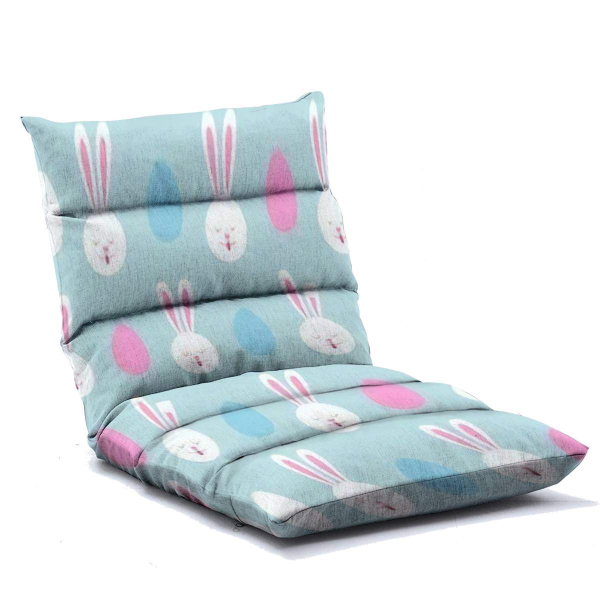 Adjustable Memory Foam Floor Lounger Chair with Easter Bunnies & Colored Eggs Pattern - Foldable Floor Sofa for Adults - Perfect for Home, Office, Reading, Watching TV & Gaming
