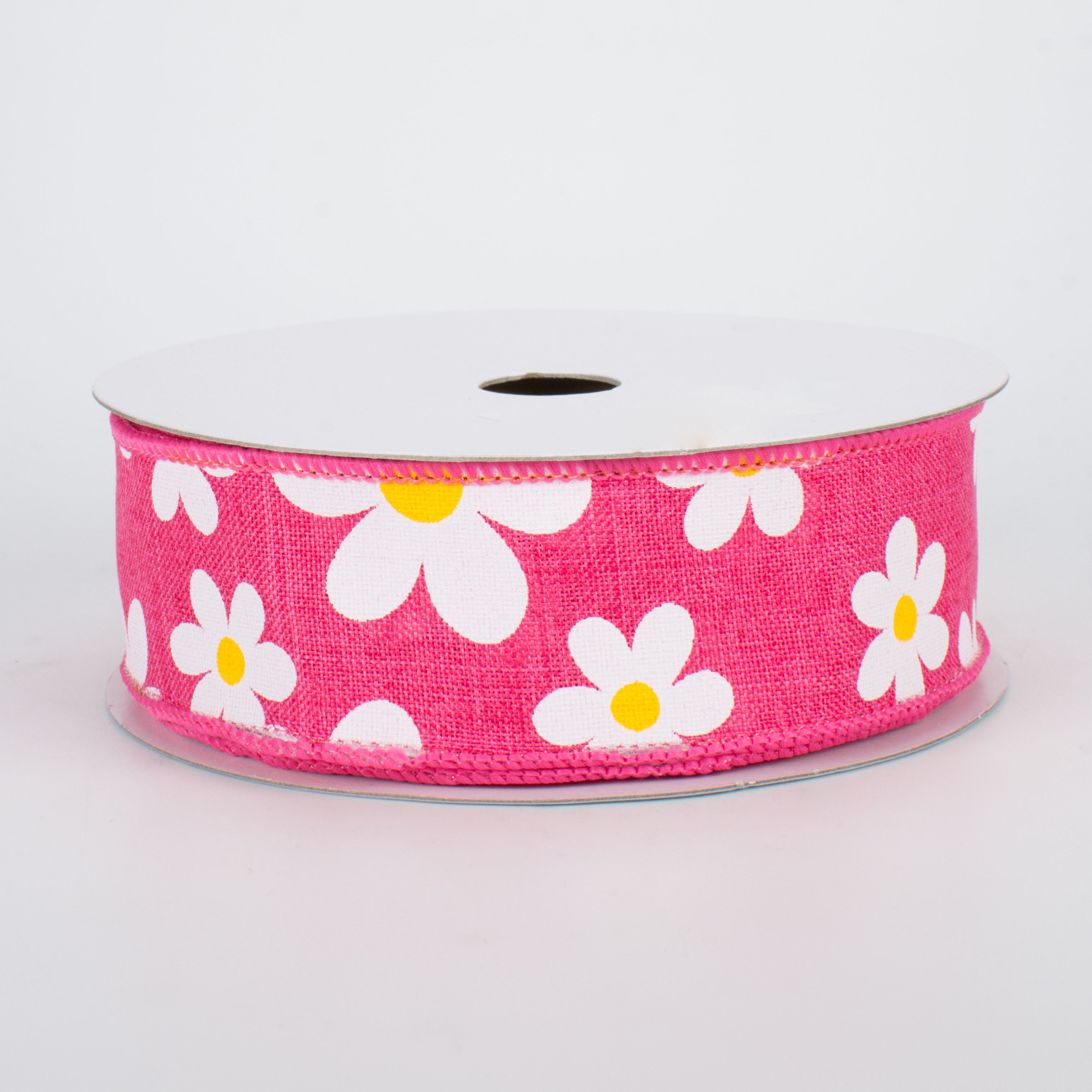 1.5 Inch Daisy Print Grosgrain Ribbon - Hot Pink (10 Yards) for Gift Wrapping, DIY Crafts, Hair Bows, and Party Decorations