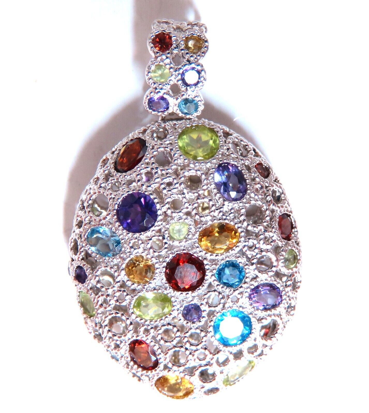 4.20 Carat Natural Amethyst Citrine Topaz Garnet Peridot Egg-Shaped Pendant in 14K Gold - Elegant Jewelry Gift for Women, Perfect for Birthdays, Anniversaries & Special Occasions