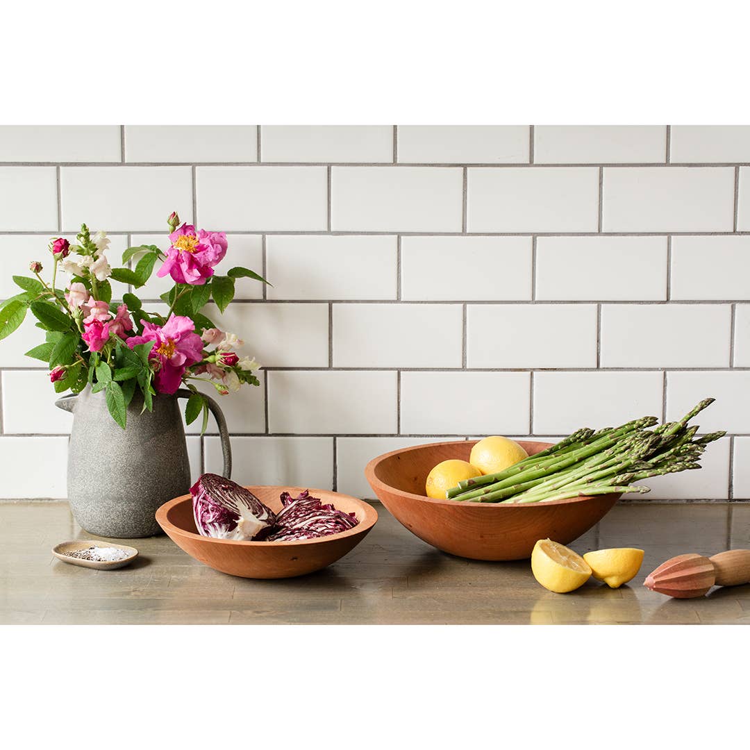 Handcrafted Cherry Wood Salad Bowl Set - Natural, Durable & Eco-Friendly for Healthy Eating - Perfect for Salads, Fruits, Snacks & Kitchen Decor