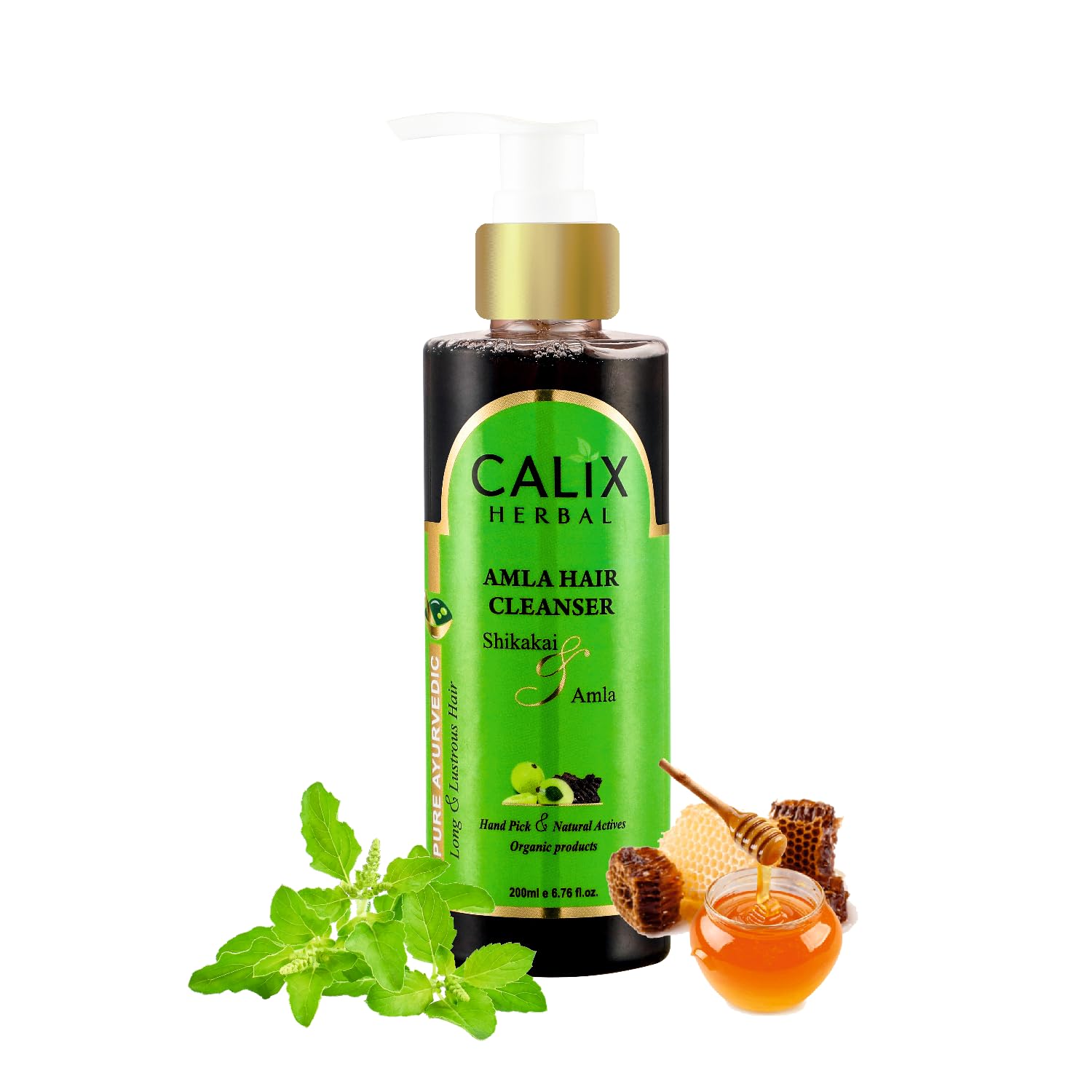 Calix Herbal Ayurvedic Organic Amla Shampoo for Hair Growth & Scalp Care - 200ml | Natural Dirt & Grease Removal for All Hair Types (Men & Women) | Perfect for Daily Hair Cleansing & Volumizing