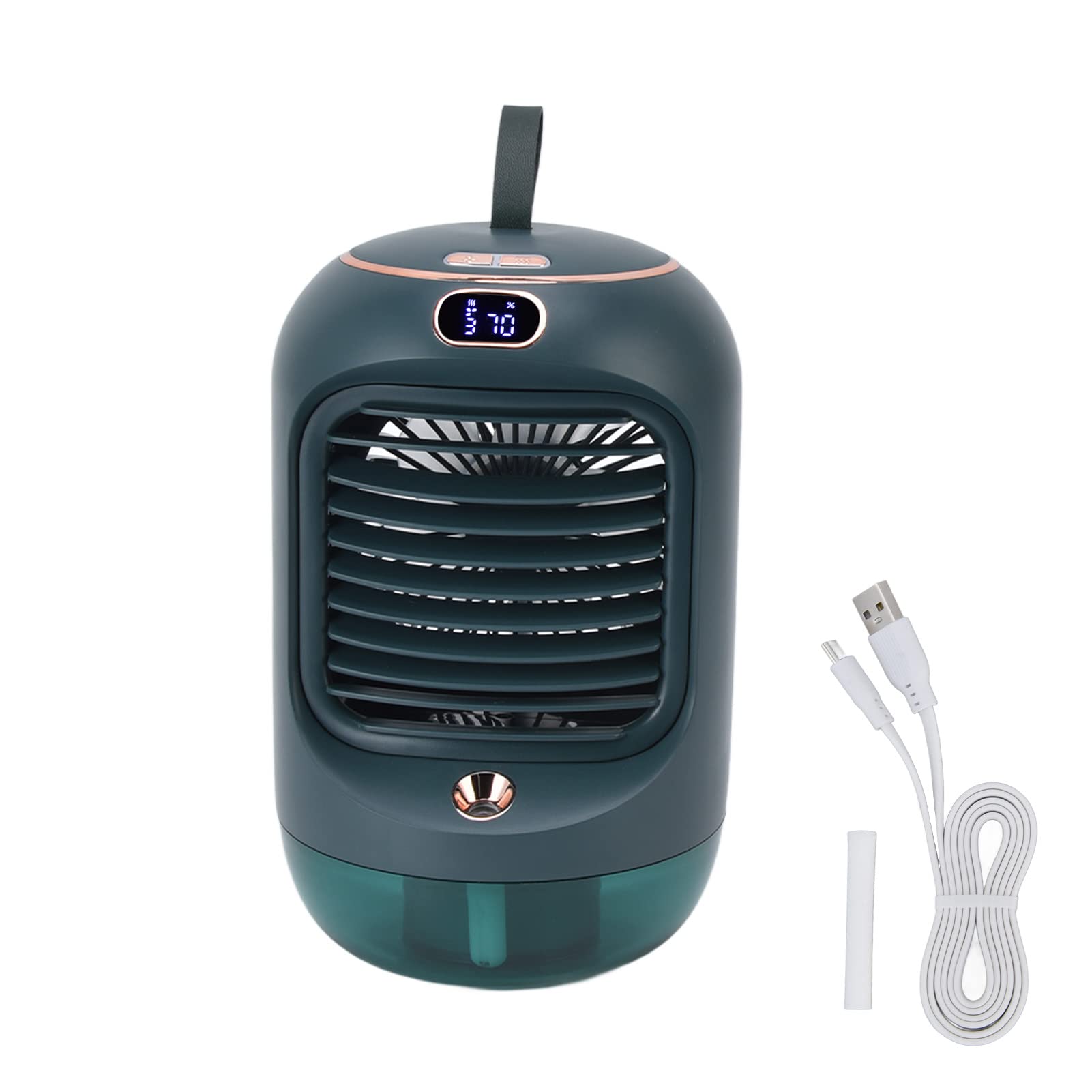 Yctze Mini Portable Air Conditioner with 3 Speed Settings, USB Charging, Humidifier & Night Light - Compact Cooling Fan for Home, Bedroom, Office (Green) | Perfect for Small Spaces, Desks & Personal Cooling