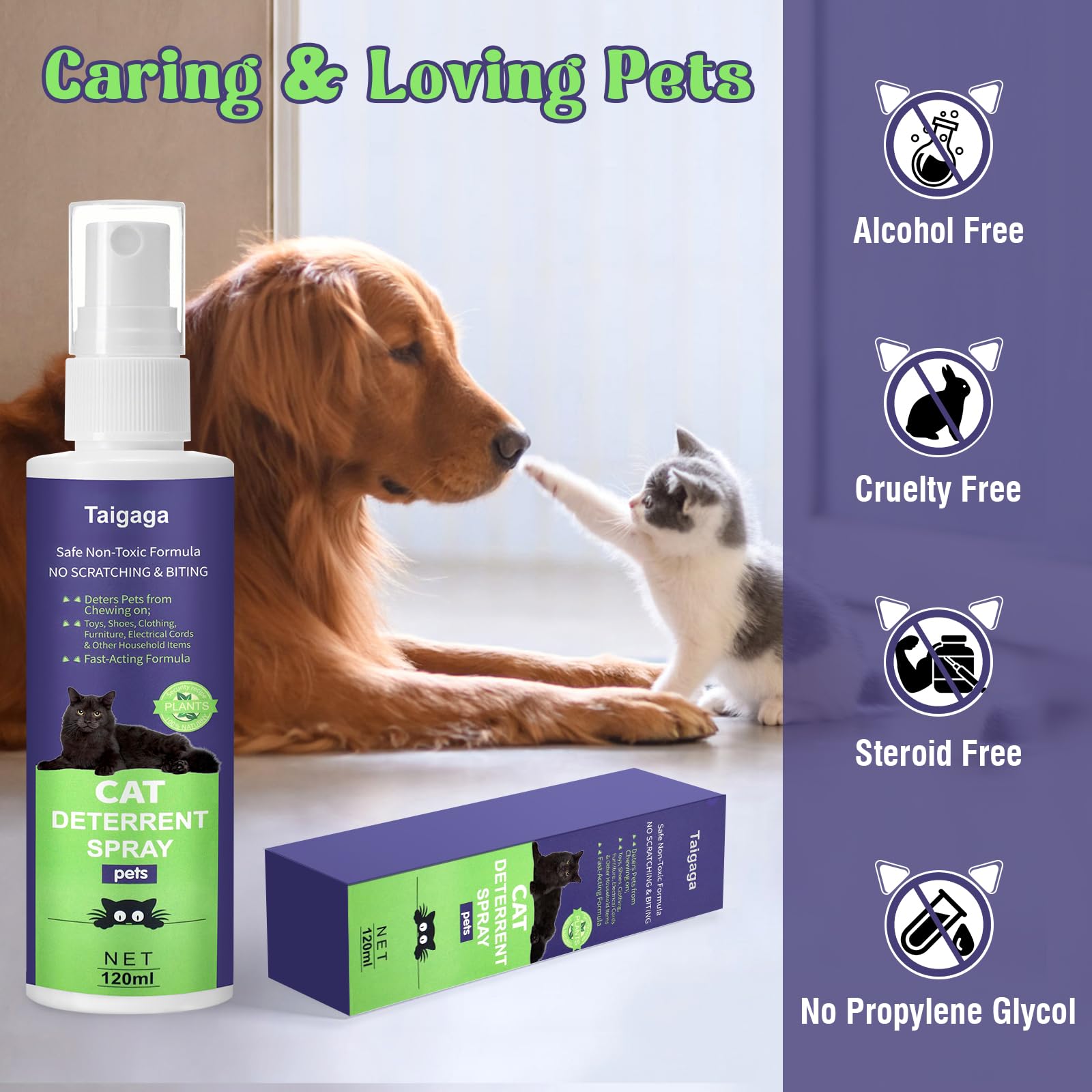 Natural Cat Deterrent Spray - Safe Pet Repellent for Furniture Protection | Stop Scratching & Chewing | Indoor & Outdoor Use for Sofas, Carpets & Plants