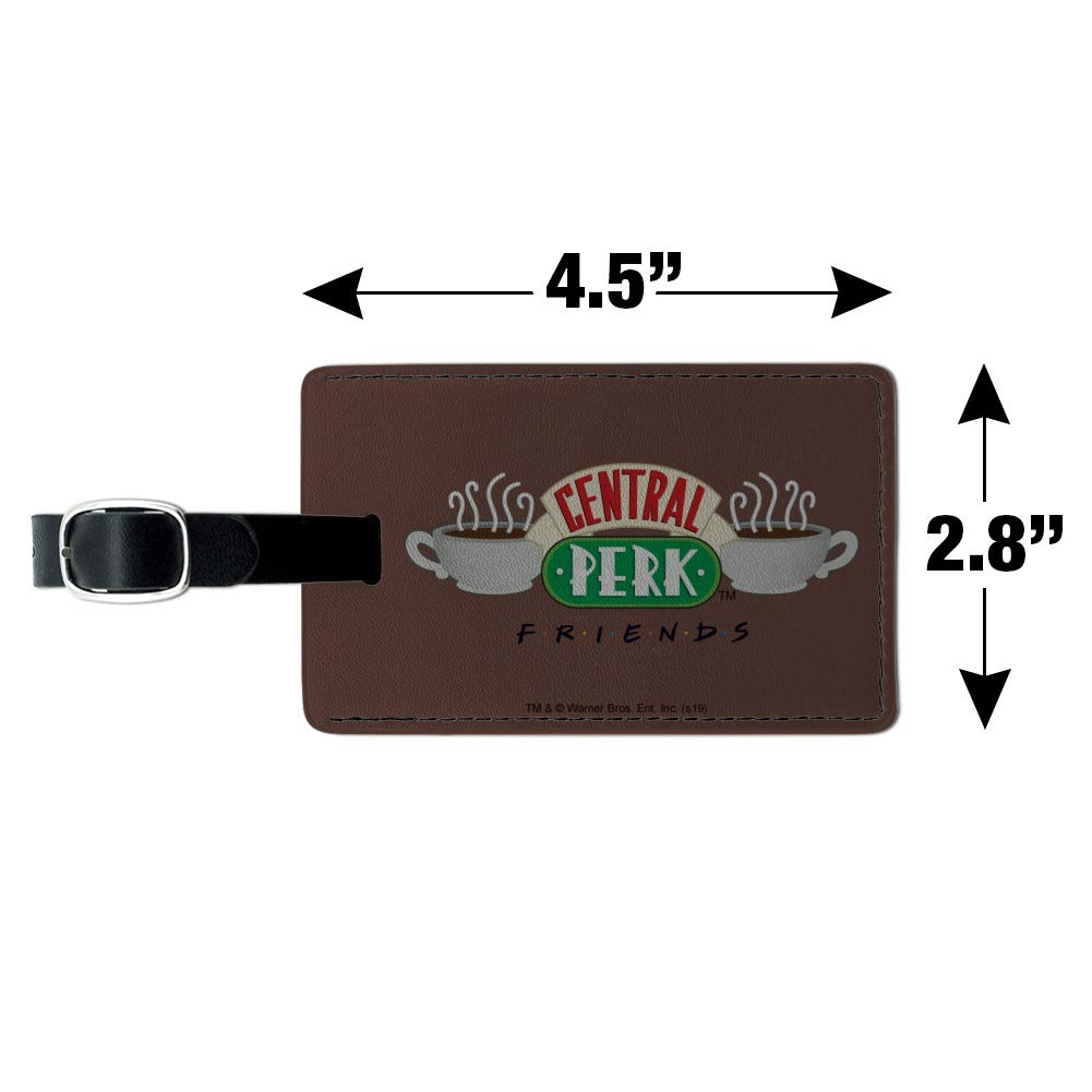 Friends TV Show Central Perk Logo Leather Luggage Tag - Rectangle Carry-On ID Tag for Suitcases, Backpacks & Travel Bags - Perfect for Fans, Travel Enthusiasts & Gift Giving