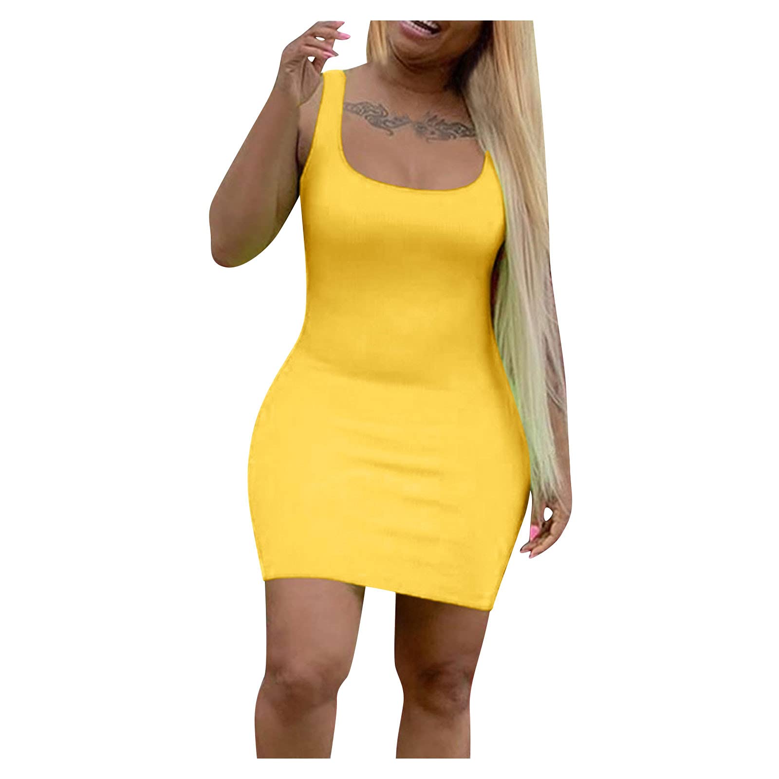 Women's Casual Sleeveless Belted Vest Dress - Round Neck Flowy Summer Dress for Tall Women | Perfect for Beach, Vacation & Everyday Wear
