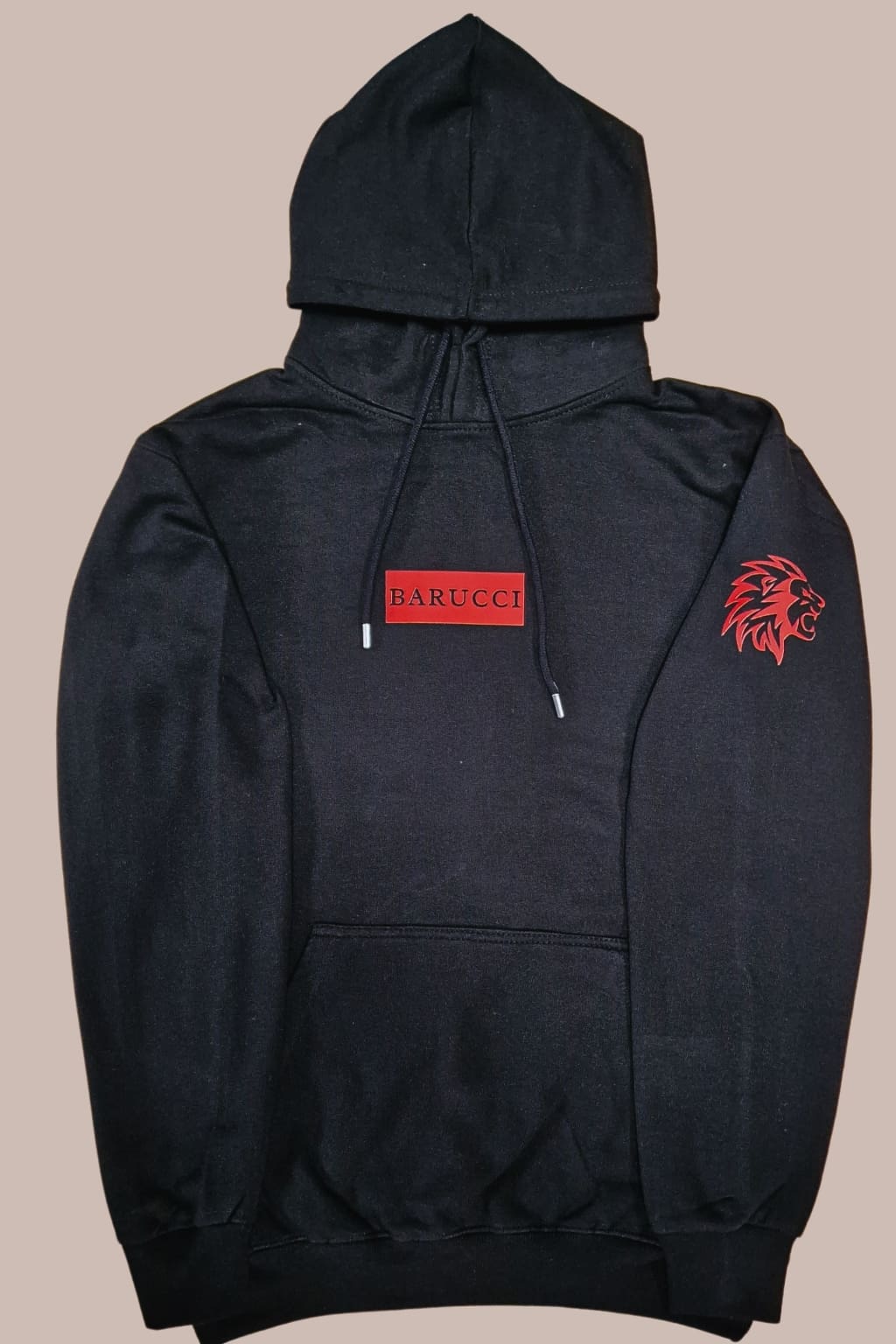 Barucci Joe Black Cotton Blend Hoodie with Red Logo - Stylish & Comfortable Men's Pullover for Casual Wear, Gym, and Outdoor Activities