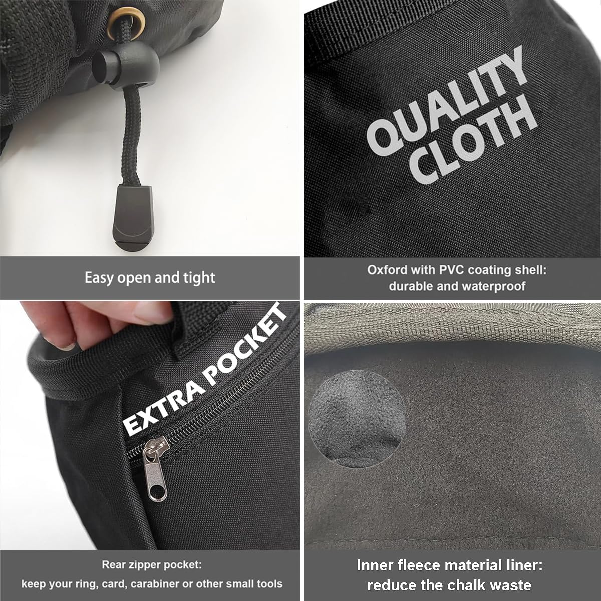 FX Chalk Bag for Climbing, Gymnastics & Weightlifting - Chalk Pouch with Back Zipper Pocket & Adjustable Waist Belt - Perfect for Rock Climbing, Gym Workouts & Cross Training