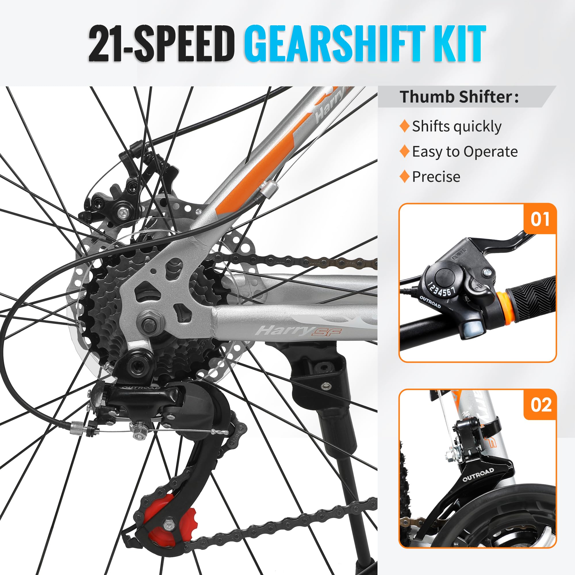 26 Inch Mountain Bike for Adults - Lightweight Aluminum Frame, 21-Speed Gears & Dual Disc Brakes with Lock-Out Suspension Fork - All-Terrain Bicycle for Men & Women - Perfect for Trail Riding, Commuting and Outdoor Adventures