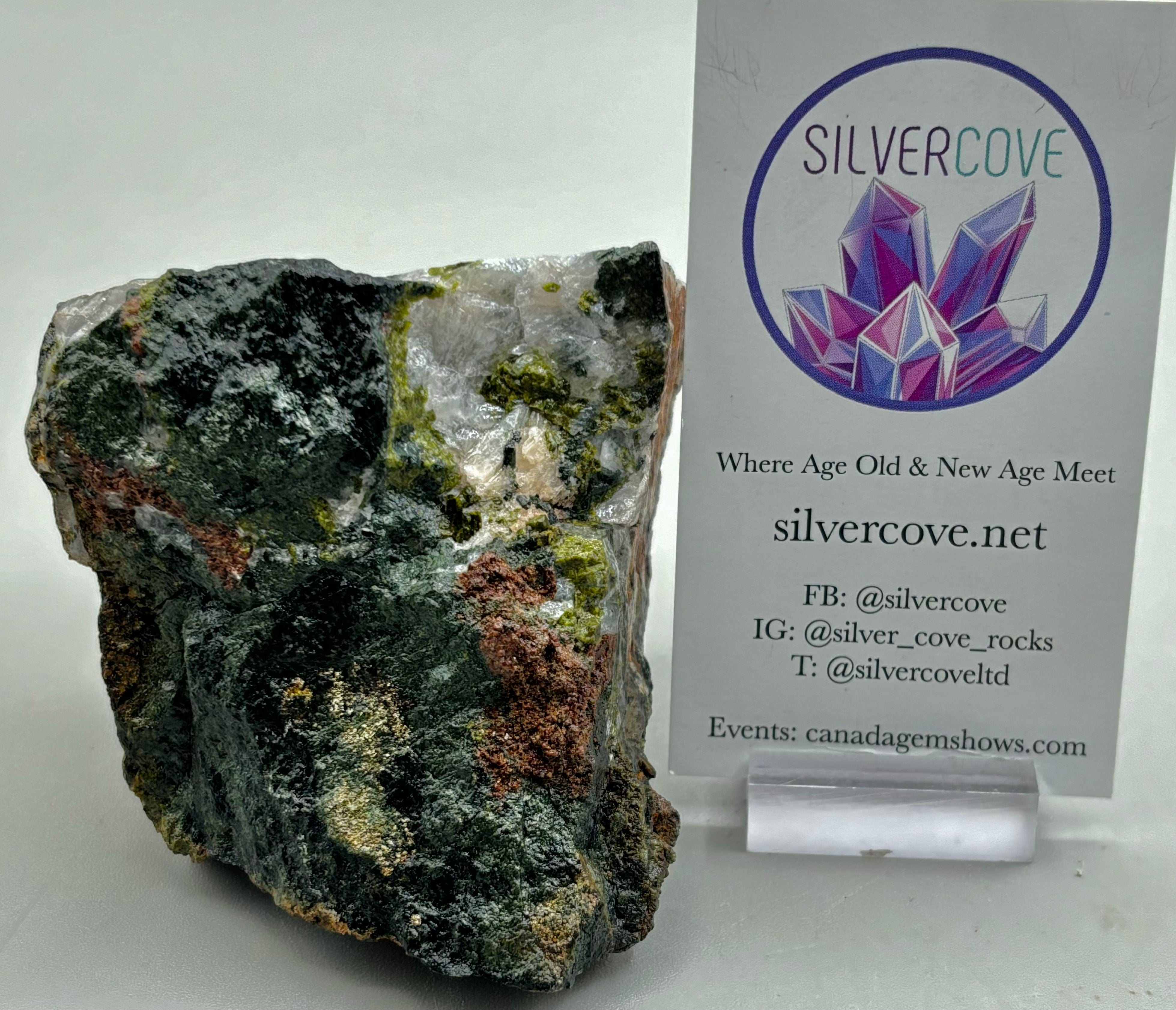 Natural Andradite Garnet & Epidote in Skarn - Rare Mineral Specimen for Collectors, Jewelry Making & Metaphysical Healing