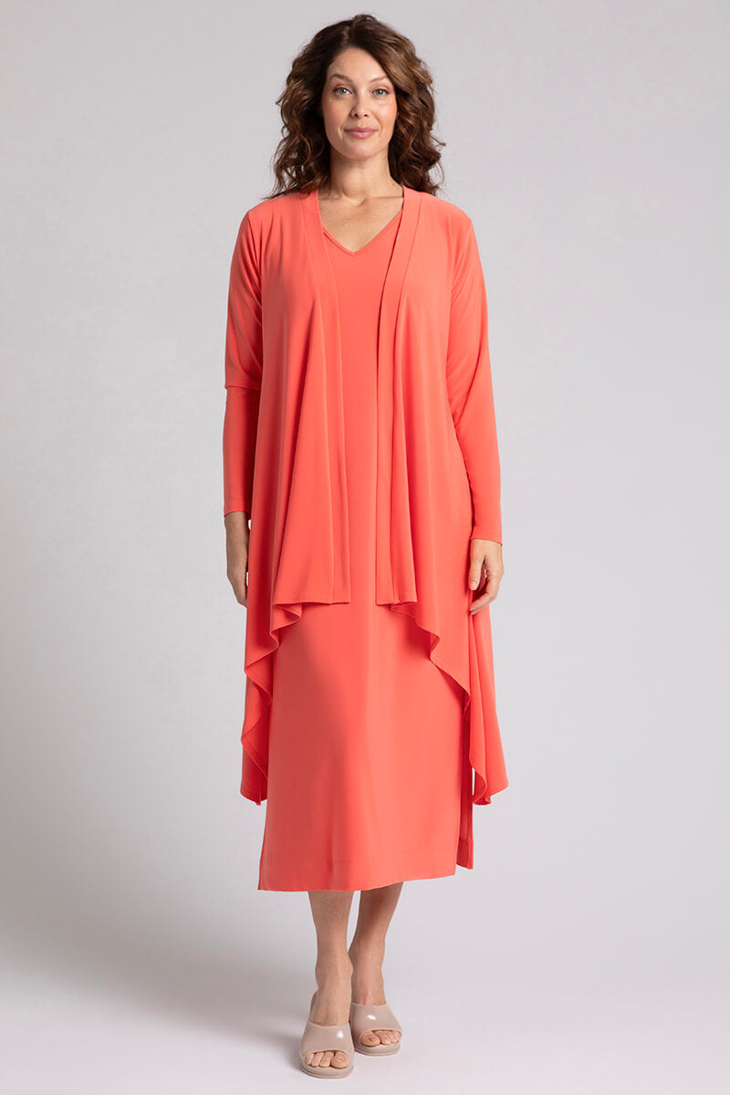Soft Coral Flutter Duster Cardigan for Women - Lightweight Open Front Long Knit Sweater for Spring & Fall | Perfect for Office, Date Night and Casual Outings