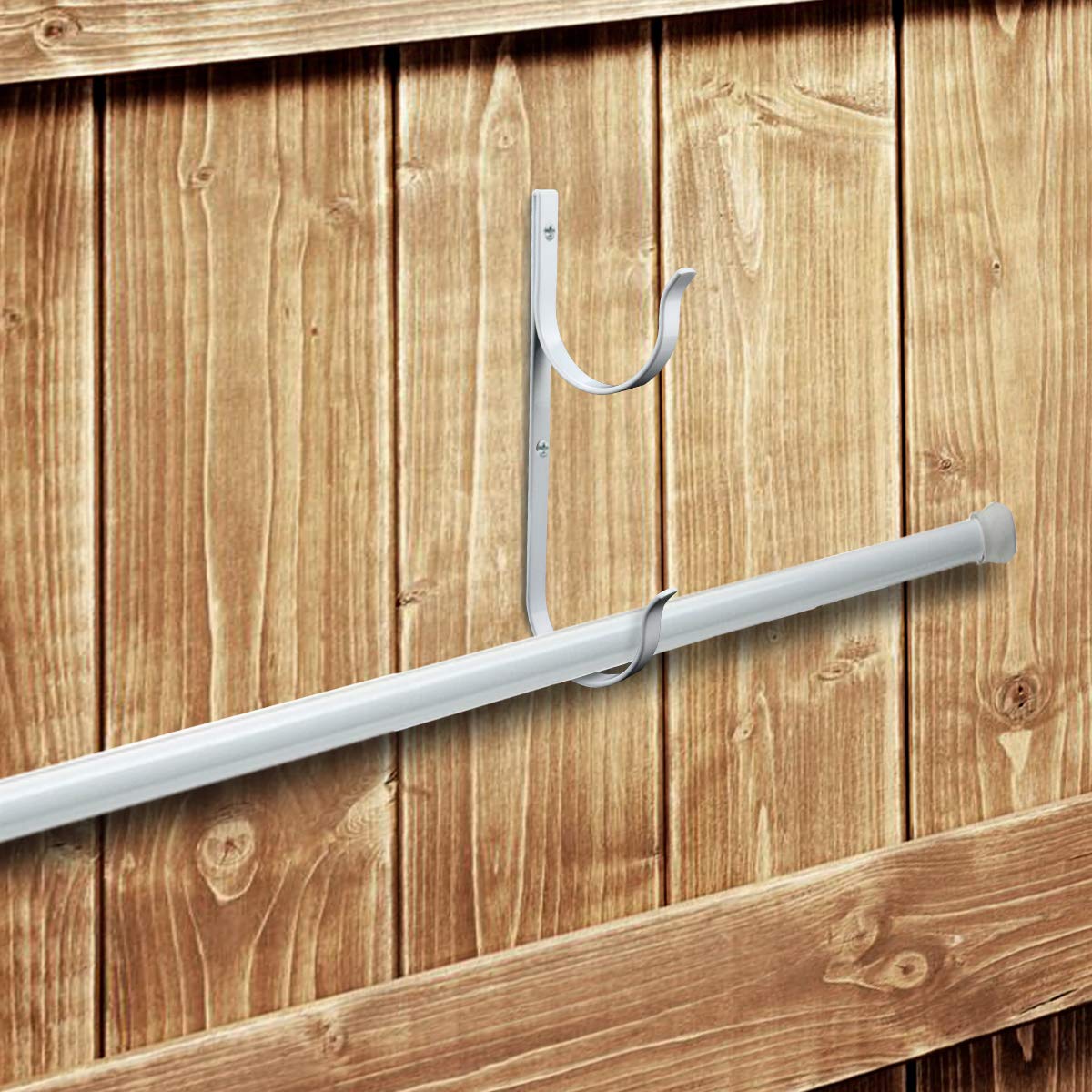 2-Pack Heavy Duty Aluminum Pool Pole Hangers with Screws - Durable Swimming Pool Accessory for Telescopic Poles, Skimmers, Nets, Brushes & Vacuum Hoses - Perfect for Pool Maintenance & Garden Equipment (White) - Ideal for Backyard Pools, Cleaning Tools Organization & Outdoor Storage