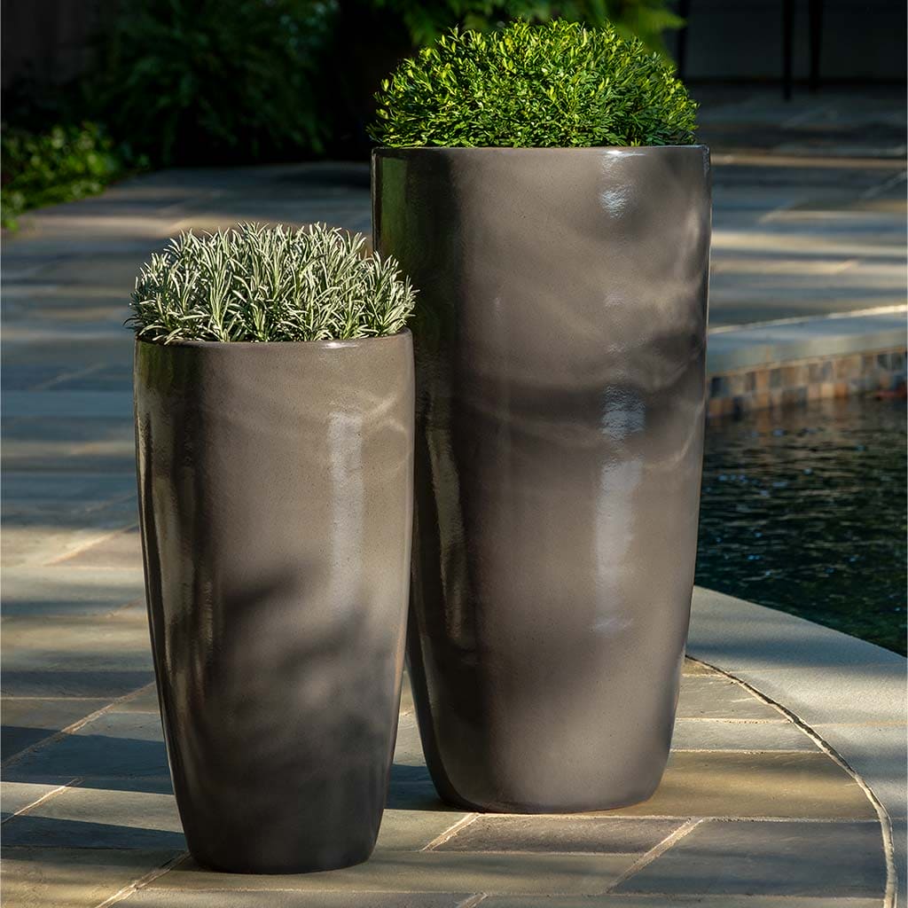 Campania International Rioja Planter in Fog - Set of 2 | Modern Outdoor Garden Planters for Patio, Deck & Home Decor