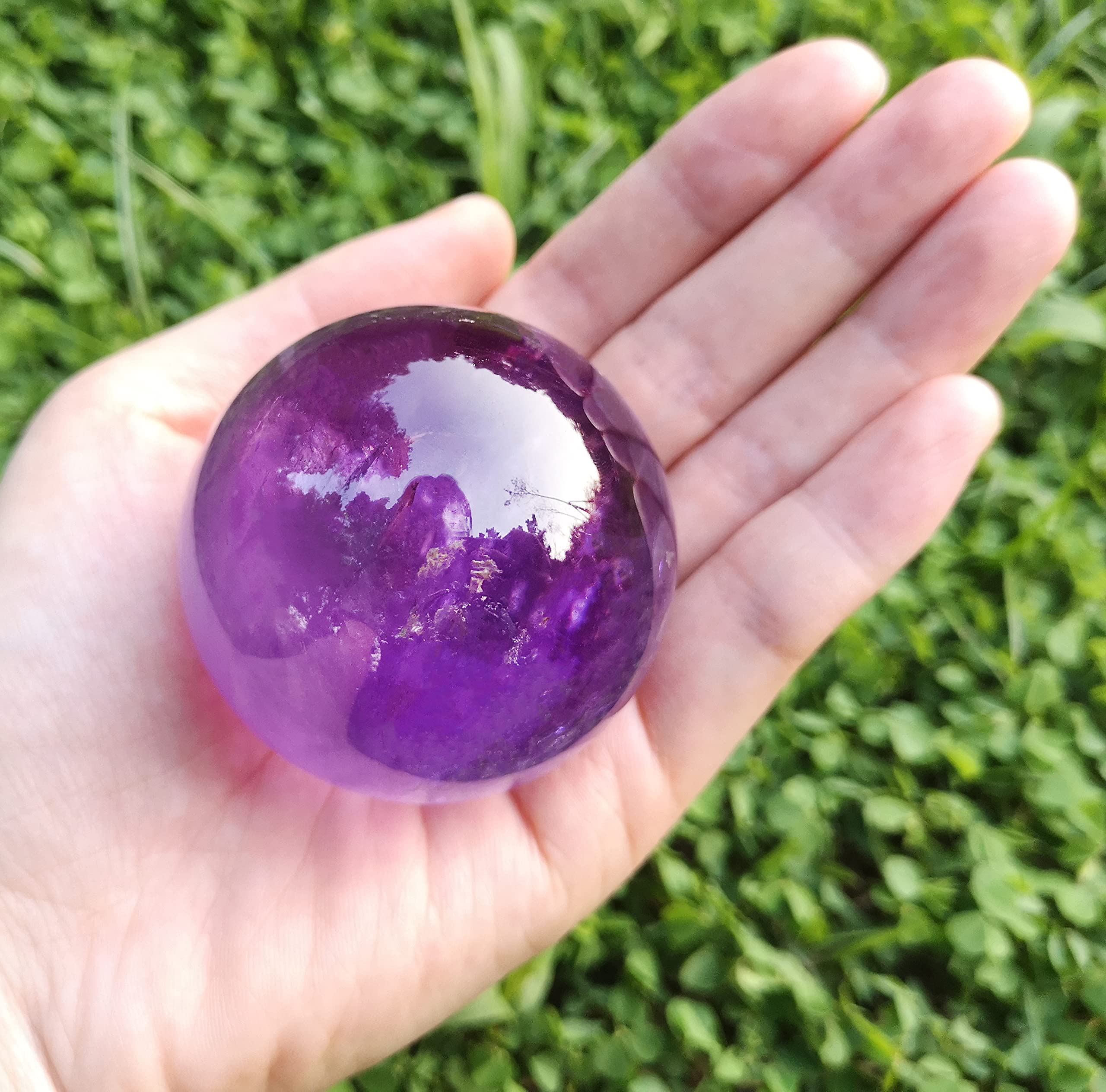 Premium Amethyst Crystal Sphere - 50mm Natural Purple Healing Stone for Meditation, Energy Work, Feng Shui & Spiritual Growth | Handcrafted Gemstone Ball for Home Decor, Office Display & Holistic Wellness