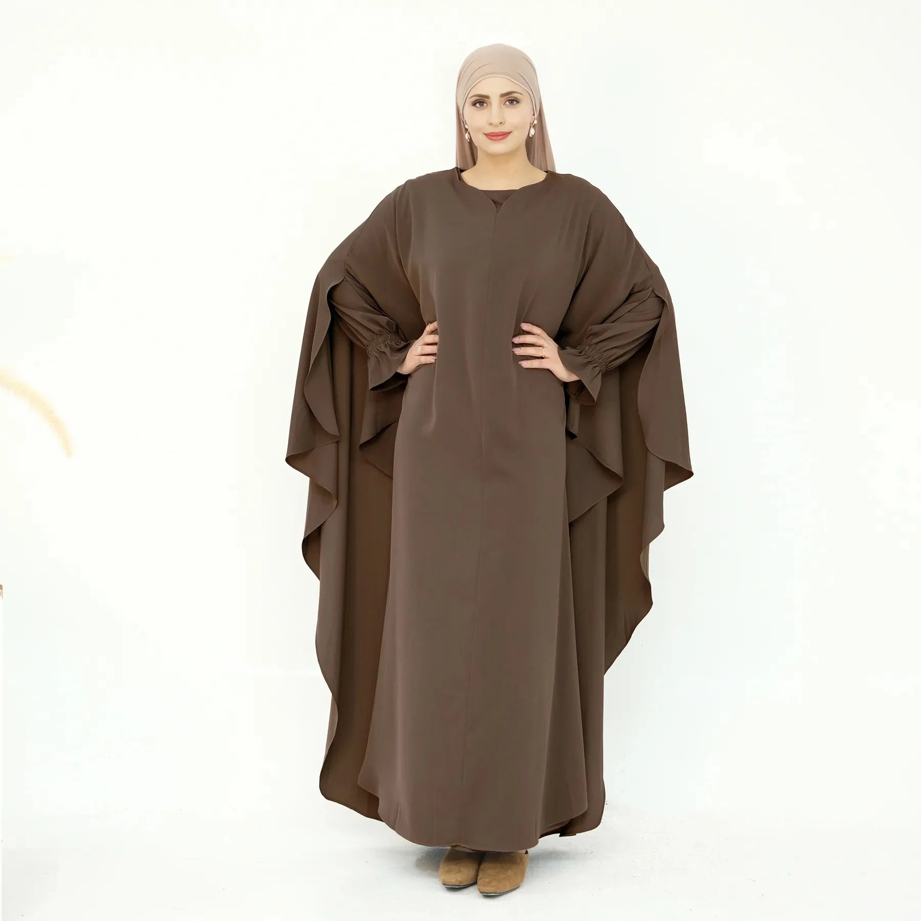 2-Piece Set Nida Abaya Dress with Cape #25949 - Elegant Muslim Women's Prayer Dress for Ramadan & Special Occasions