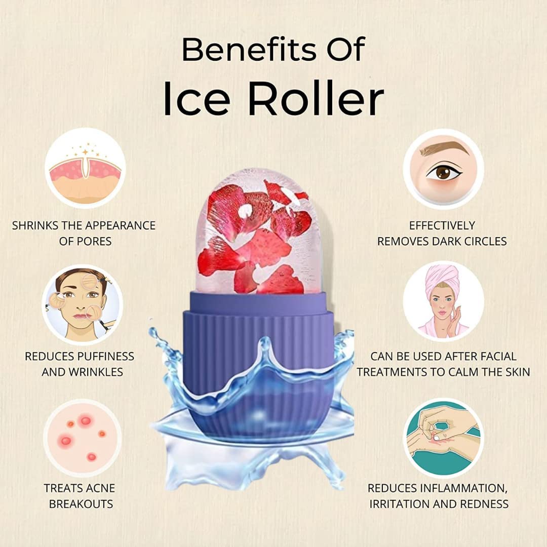 MASTANO Ice Face Roller for Skin Care - Reusable Silicone Facial Ice Roller with Cooling Eye Massager | Reduce Puffiness, Soothe Skin & Minimize Pores | Perfect for Morning Routine, Post-Workout & Spa Day Gifts for Women