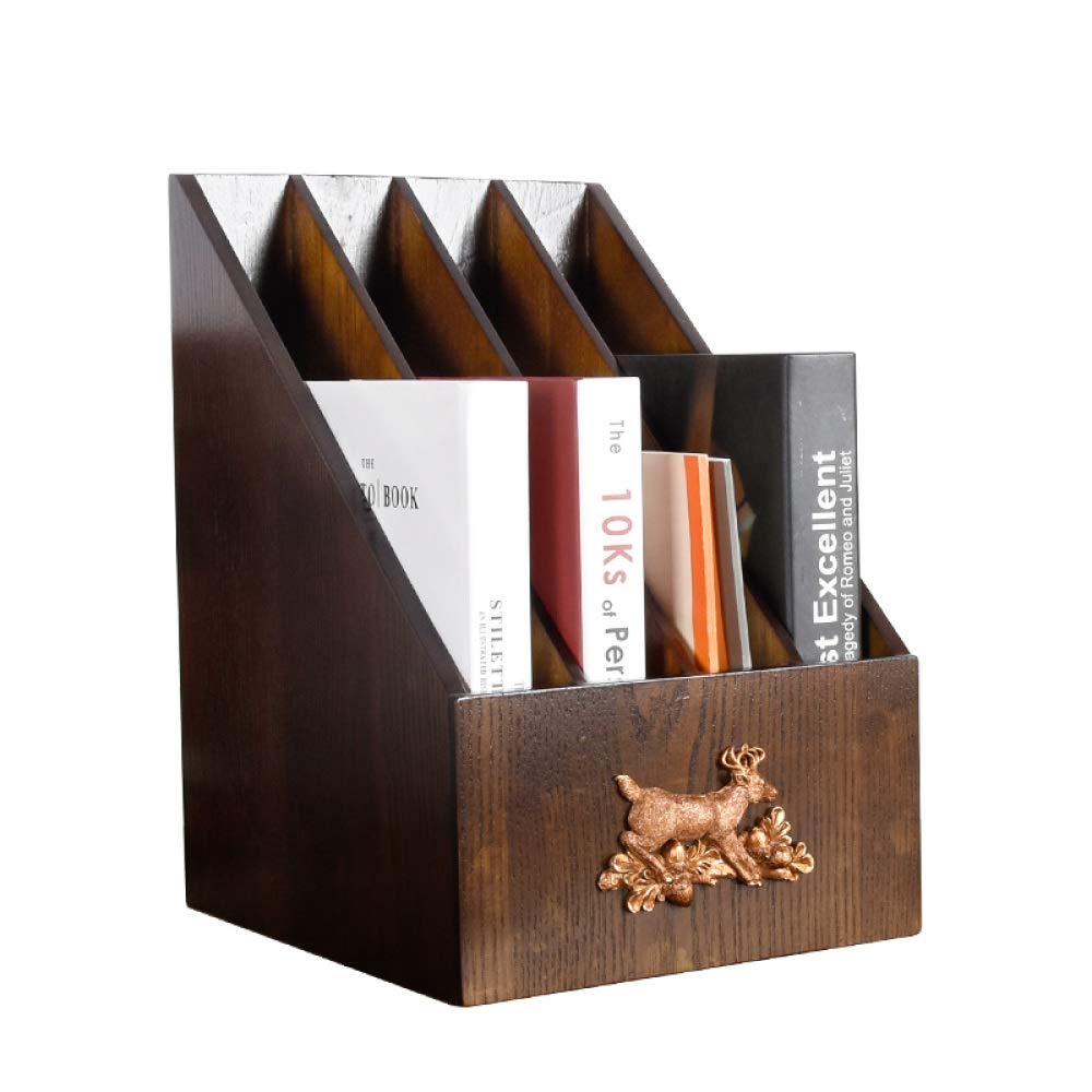 LIULIFE 4-Tier Wooden File Organizer - Magazine Holder, Book & Document Storage Shelf for Home Office Desk - Perfect for Organizing Paperwork, Books, and Office Supplies