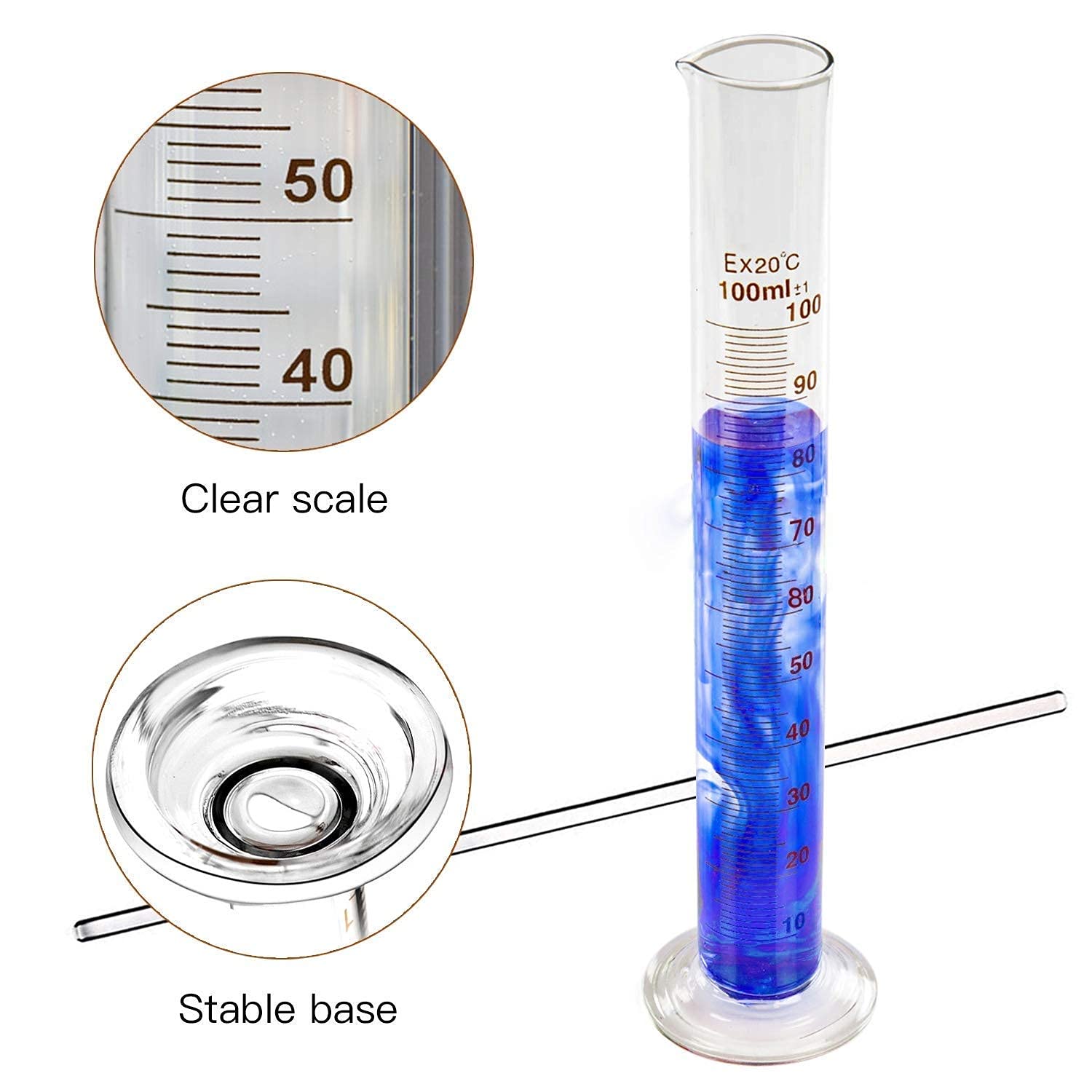 SPYLX 5ml Borosilicate Glass Measuring Cylinder - Heavy Duty, Reusable, Single Metric Graduated Cylinder for Laboratory Tests & Science Experiments - Perfect for Chemistry, Biology & School Labs
