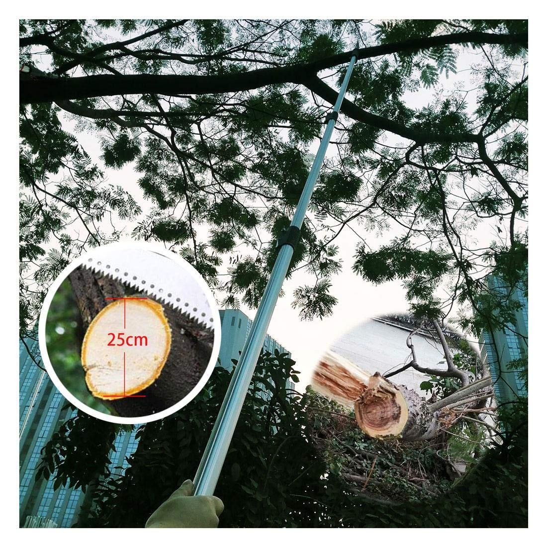 11.5FT Telescopic Tree Saw - Professional Curved Pruner with Hook & 115cm Aluminum Rod for High Branches (Up to 3.5M Reach) - Ideal for Garden Trimming & Landscaping