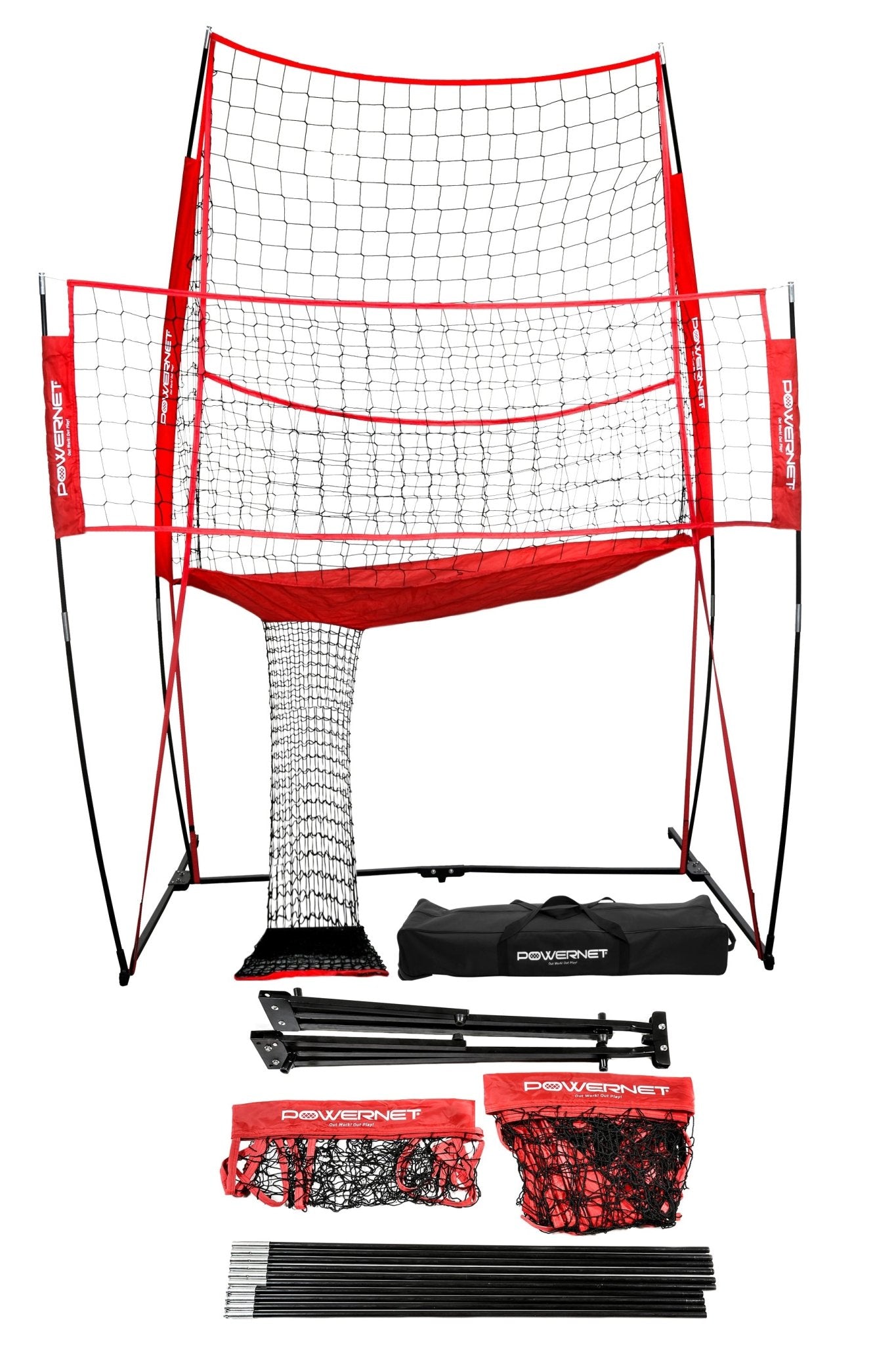 PowerNet Volleyball Practice Net Station - 8 ft Wide x 11 ft High for Indoor/Outdoor Training, Backyard Games & Team Practice | Perfect for Beach Volleyball, Gym Drills & Family Fun