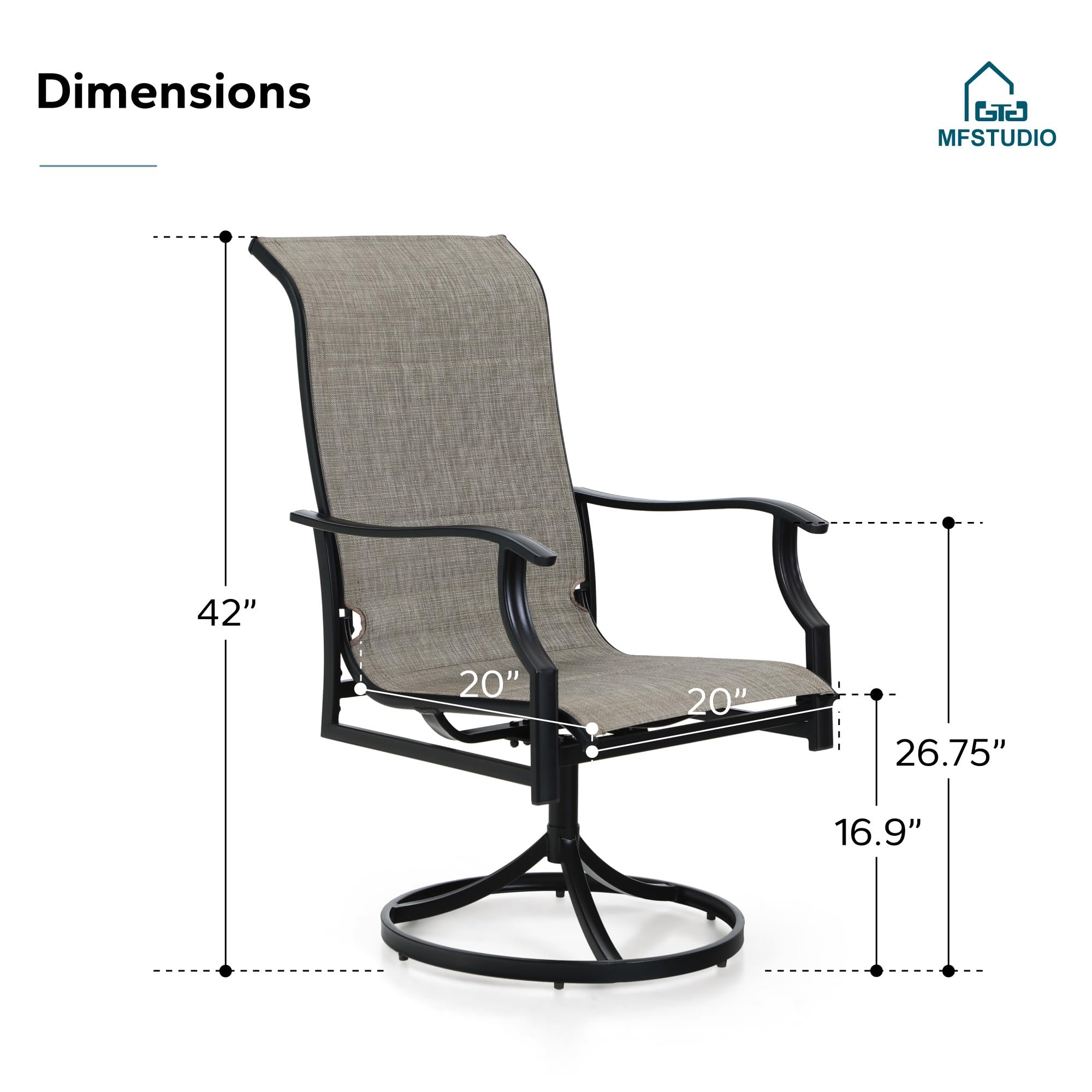 MFSTUDIO Patio Dining Chairs Set of 2 - 42