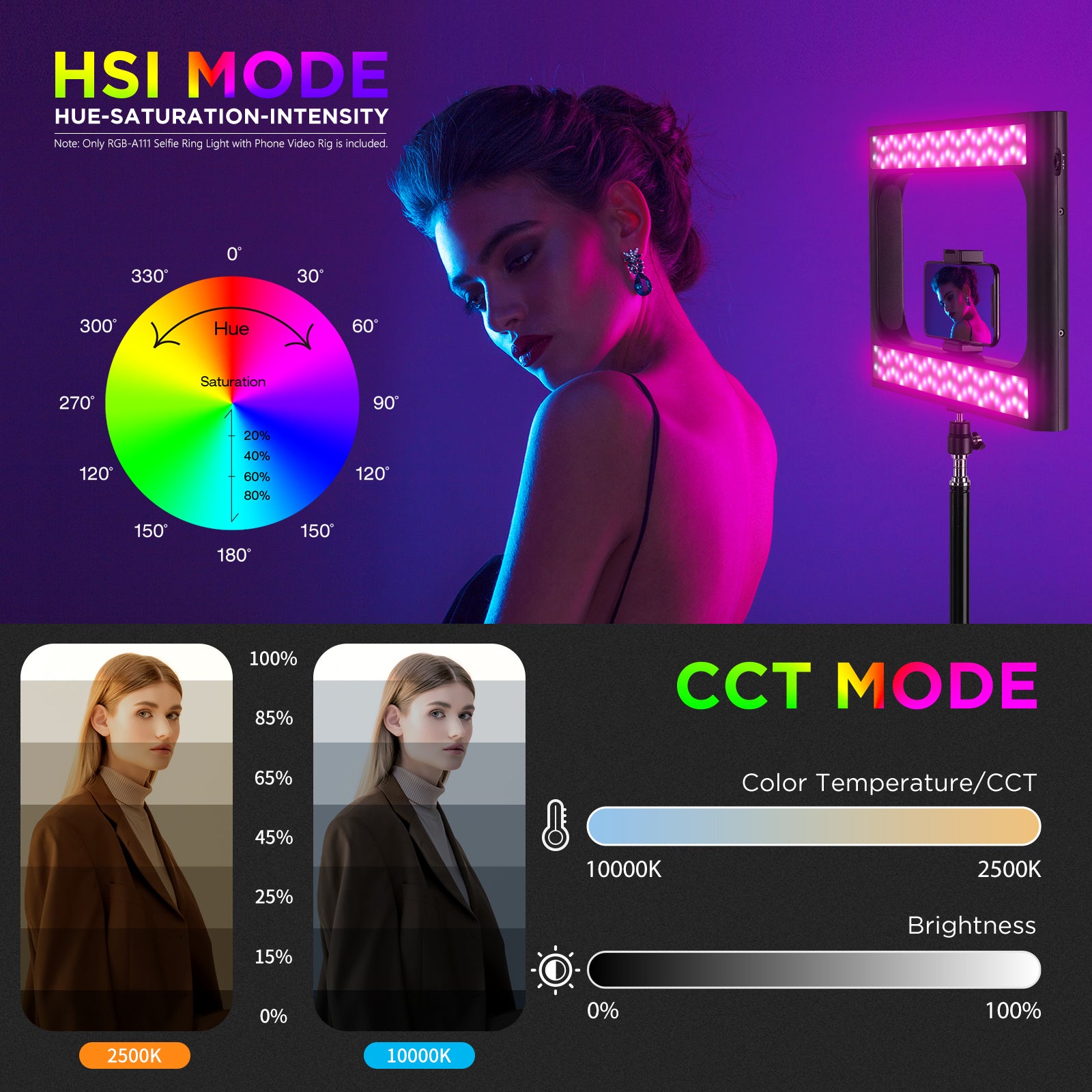 Neewer A111 RGB Smartphone Video Rig with LED Selfie Light - Perfect for YouTube, TikTok & Live Streaming