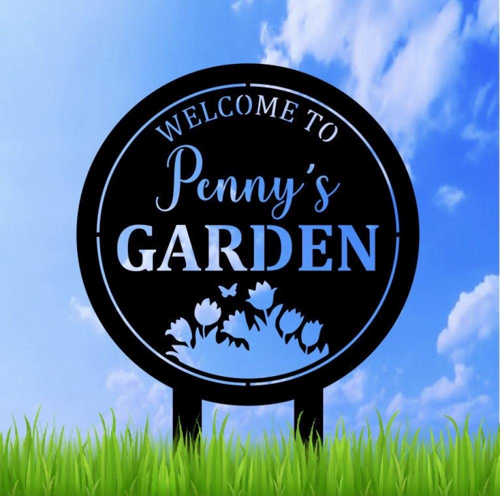 Custom Personalized Metal Garden Sign with Stake - Outdoor Flower & Plant Decor - Perfect for Backyard, Patio, Lawn & Garden Decoration