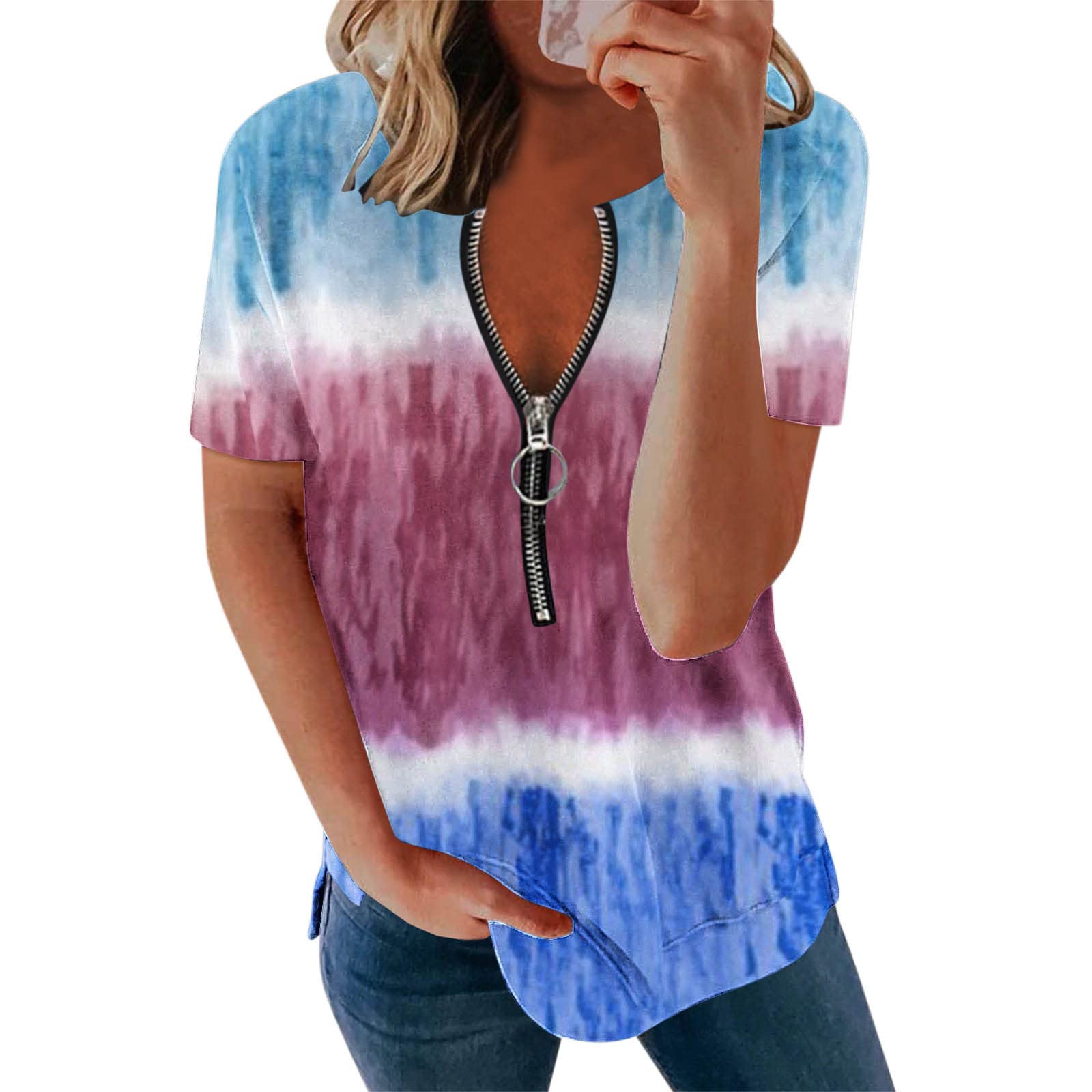 **Women's Plus Size Striped Raglan Short Sleeve Tunic Tops - Casual & Comfortable Shirts for Women - Perfect for Work, Outings & Everyday Wear**