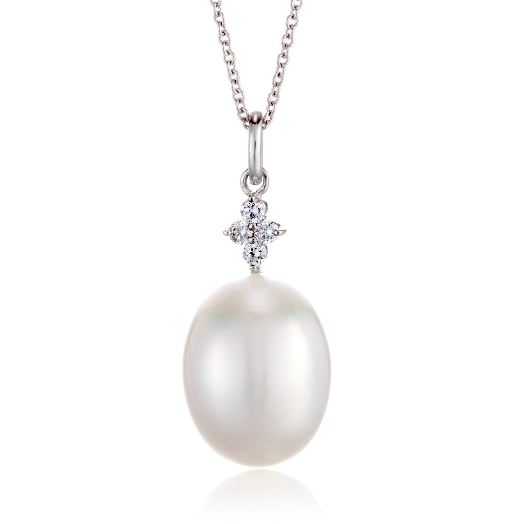 Luxury Belgravia Pendant Necklace with Genuine South Sea Pearl & Diamonds - Elegant Jewelry Gift for Women, Perfect for Weddings, Anniversaries and Special Occasions
