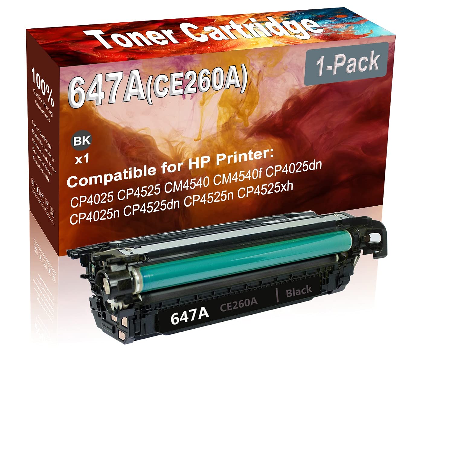 High Capacity Black Laser Printer Toner Cartridge - 1-Pack Replacement for HP CP4025 CP4525 CM4540 (Compatible with 647A/CE260A) | Ideal for Office Printing & High Volume Documents