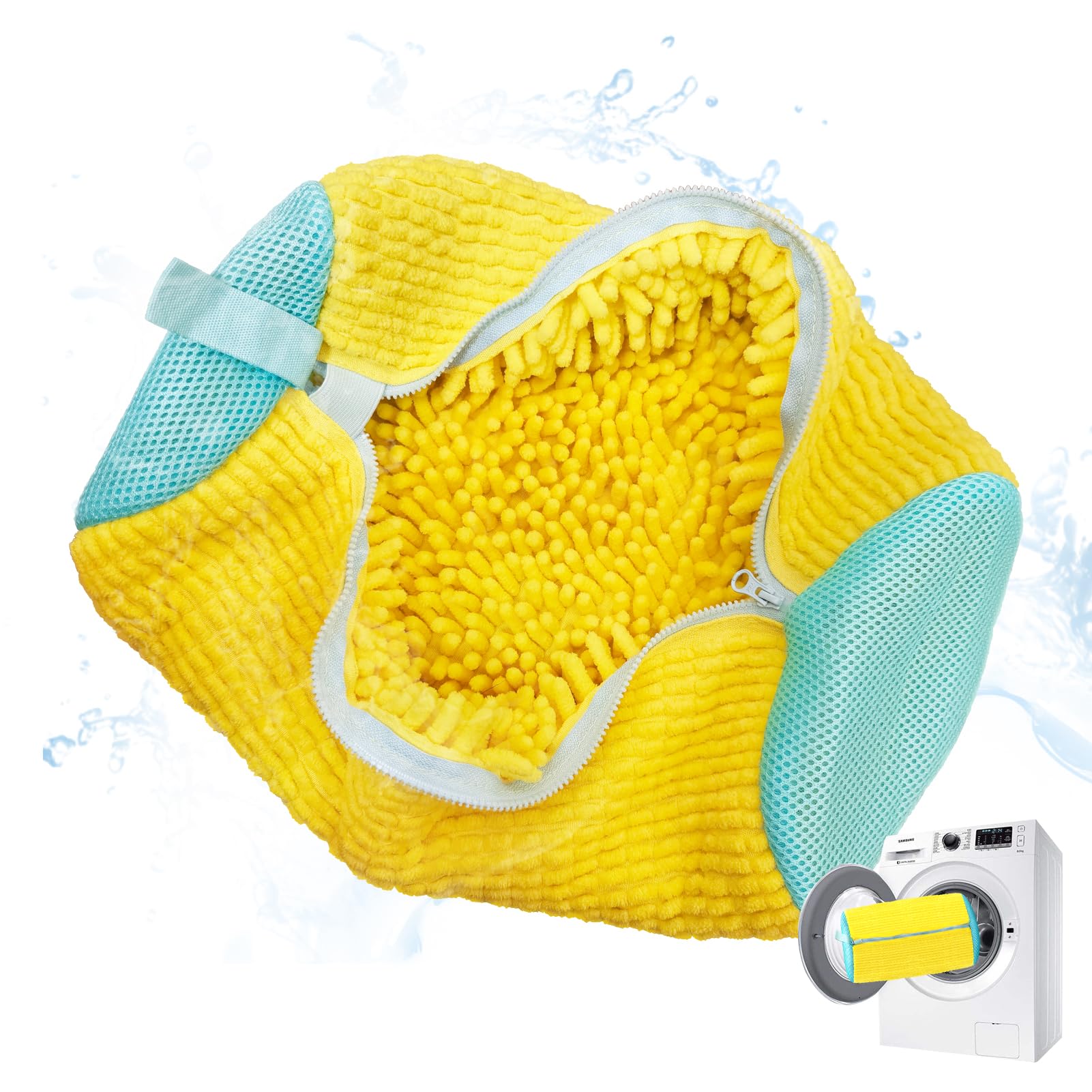 Shoe Washing Machine Bag - Laundry Mesh Bag for Sneakers & Shoes - Washable & Reusable for Washer & Dryer (Yellow) - Perfect for Gym, Travel & Sports Gear Protection