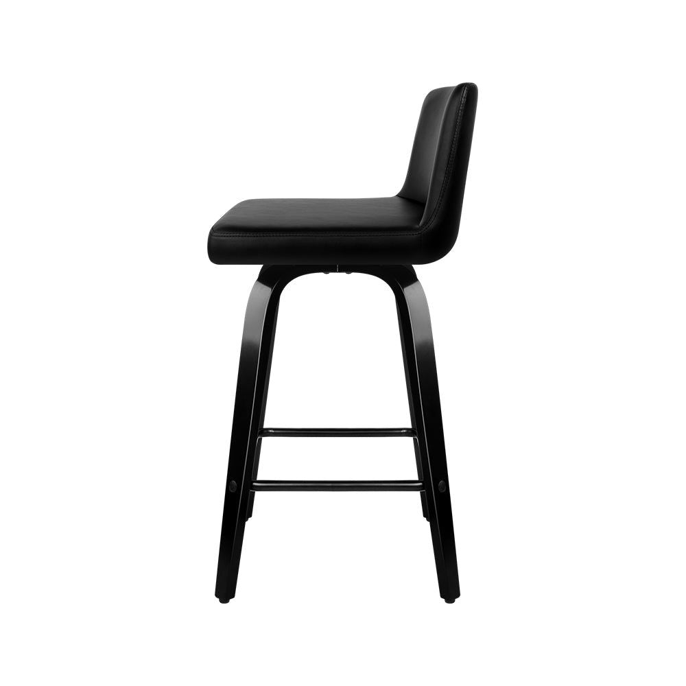 4 Bar Stools for Kitchen Counter - Swivel Leather Bar Stools with Wooden Frame - Perfect for Dining, Breakfast Nook & Home Bar Decor