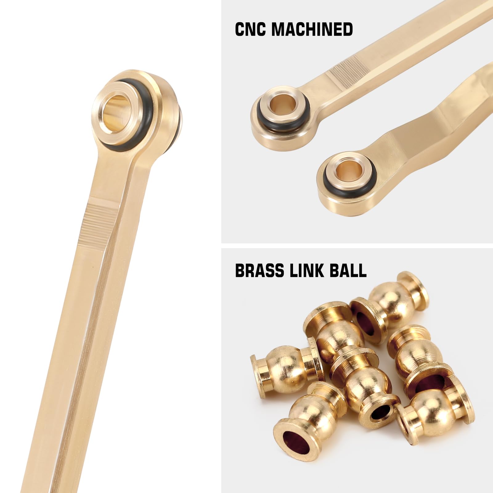 INJORA 46g Brass High Clearance Links Set for TRX4M High Trail K10 F150 1/18 RC Crawler Upgrade Parts - Heavy Duty Performance Crawling Accessories for Off-Road Terrain & Rock Climbing (4M-97)