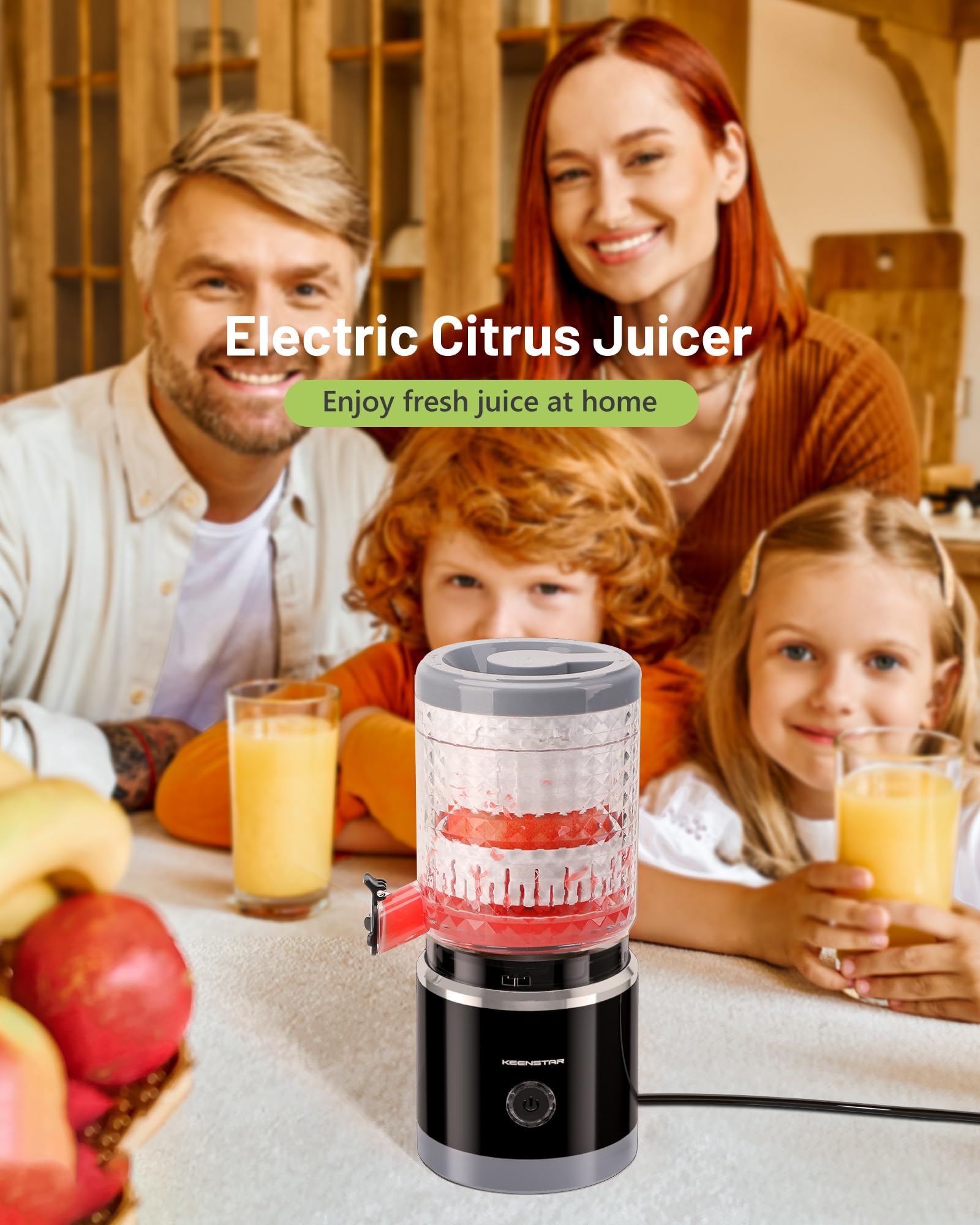 Electric Citrus Juicer - Automatic Orange/Lemon/Grapefruit Squeezer with High Juice Yield, One-Touch Operation, Easy Cleaning Brush & Power Cord | Perfect for Breakfast, Juice Bars & Healthy Home Cooking