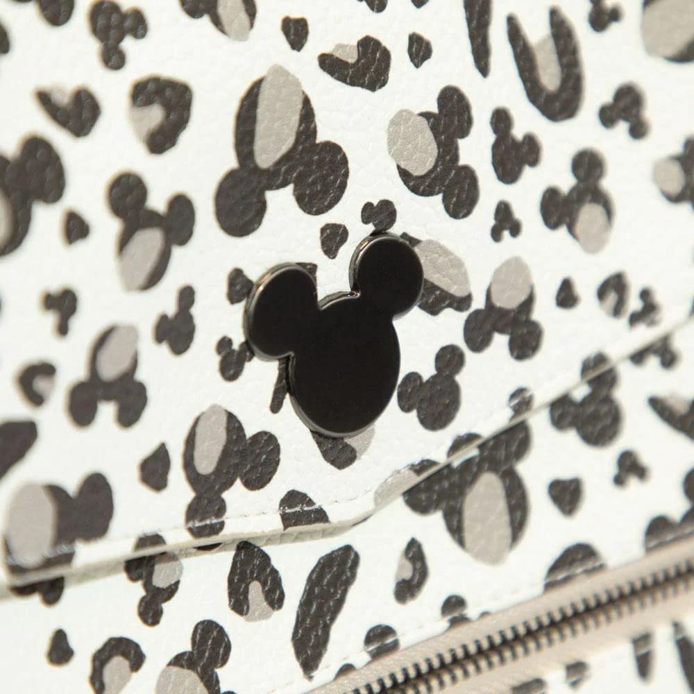 Freshly Picked Classic Diaper Bag Backpack - Waterproof Vegan Leather with Changing Pad & Convertible Design (Mickey Leopard Print) - Perfect for Baby Essentials, Travel & On-the-Go Parents