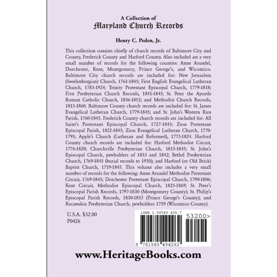 Maryland Church Records Collection - Genealogy & Family History Research for Ancestral Search | Perfect for Historians, Genealogists & Family Tree Enthusiasts
