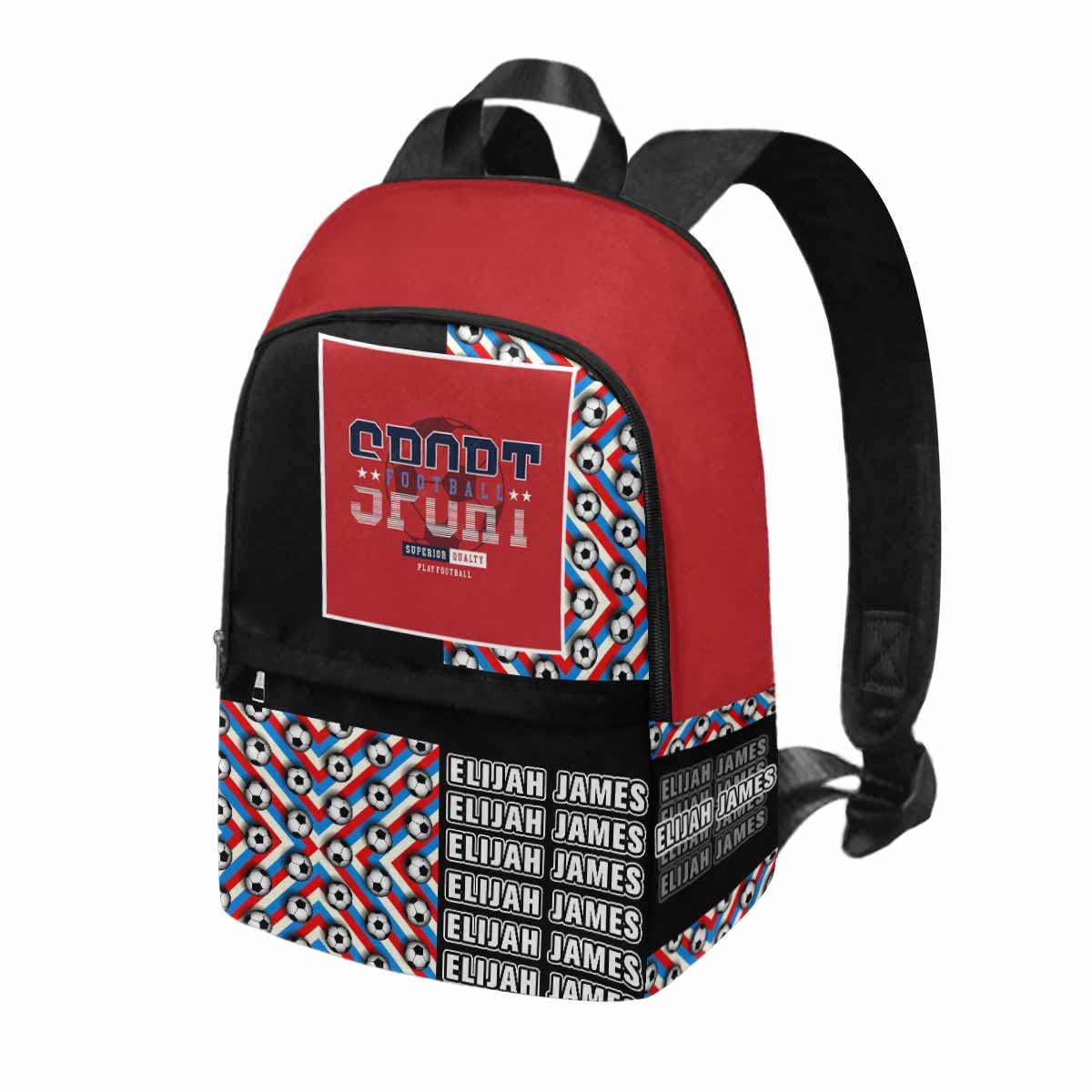 Custom Soccer Backpack for Teens - Personalized Football Lover School Bag with Name (Red & Black) - Great Gift for Back to School, Sports Practice & Travel