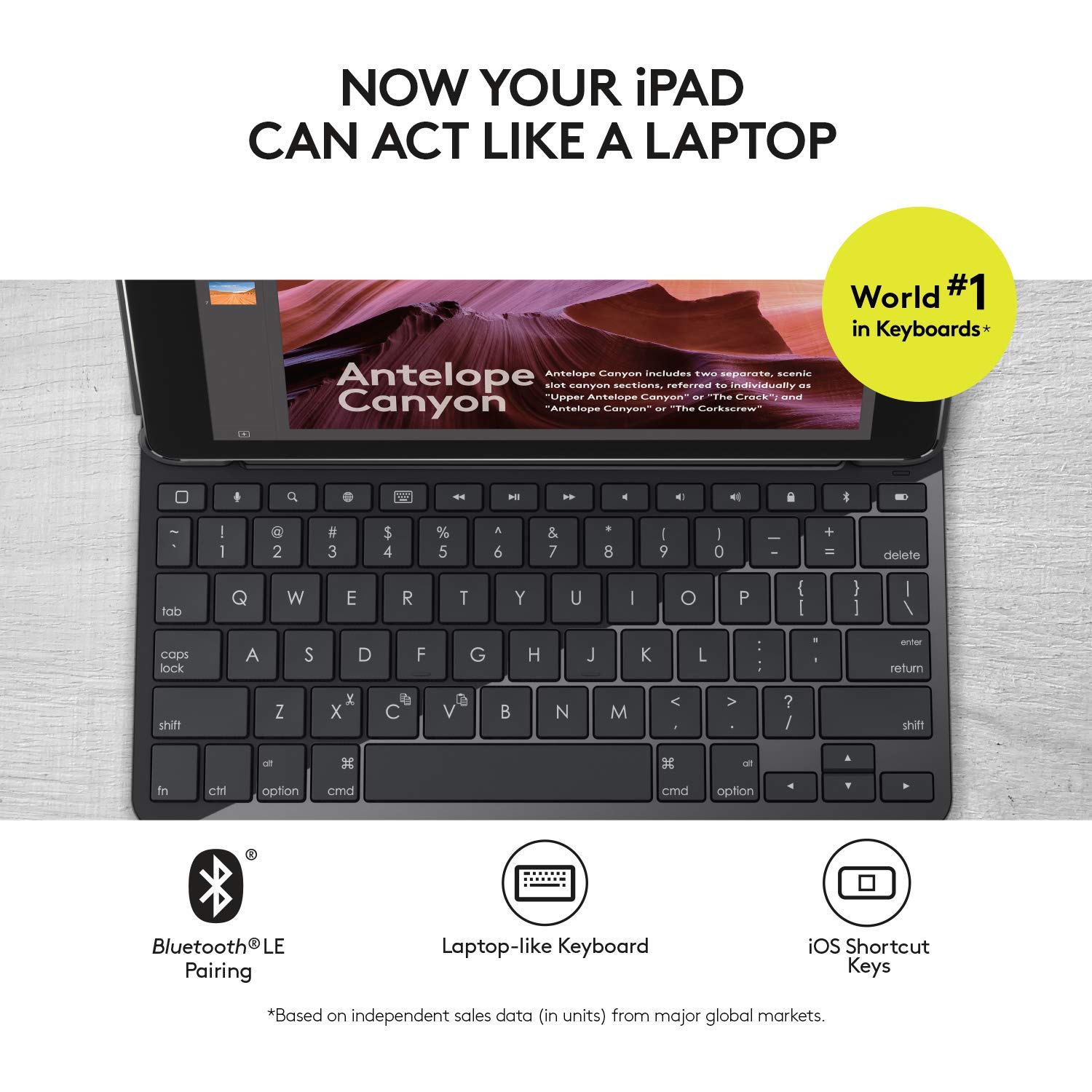 Logitech Slim Folio Bluetooth Keyboard Case for iPad 5th & 6th Gen - Ultra Thin Protective Cover with Backlit Keys | Perfect for Work, Travel & Study