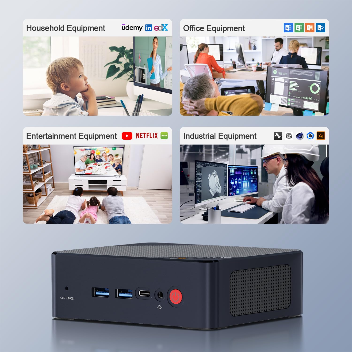 Mini PC B100 - Intel Alder Lake N100, 16GB DDR4 RAM, 512GB SSD, USB-C Docking Support, 4K Triple Display, 2.5G Ethernet - Perfect for Home Office, Gaming & Digital Signage