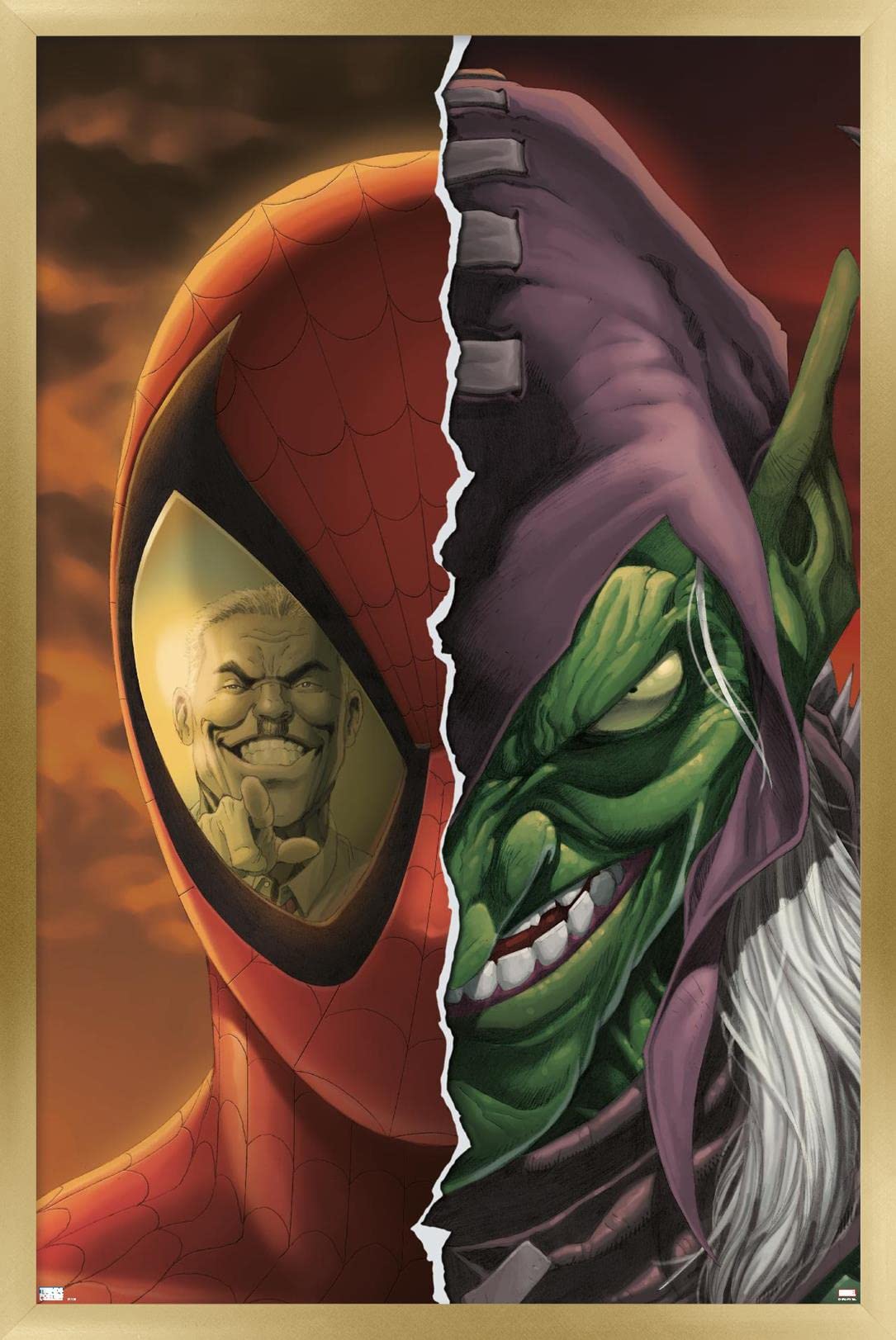 Marvel Comics Green Goblin Spider-Man House of M #4 Gold Framed Wall Poster 22.4x14.7 Inches - Perfect for Superhero Fans, Home Theater & Comic Book Room Decor