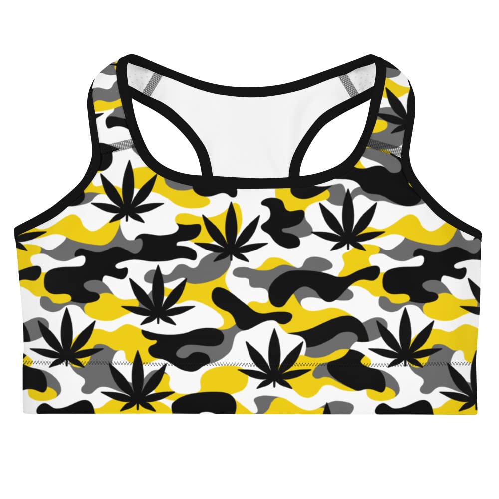 Skyvora Camo Sports Bra for Women - High Support Workout Top in Yellow, White & Grey | Yoga, Running, Gym & Fitness Activities