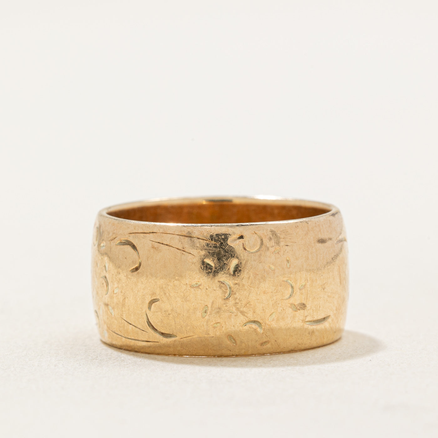 10K Yellow Gold Cigar Band Ring - 9.85mm Wide Size 6.75 - Perfect for Men's Wedding Bands, Anniversary Gifts & Luxury Jewelry Collections